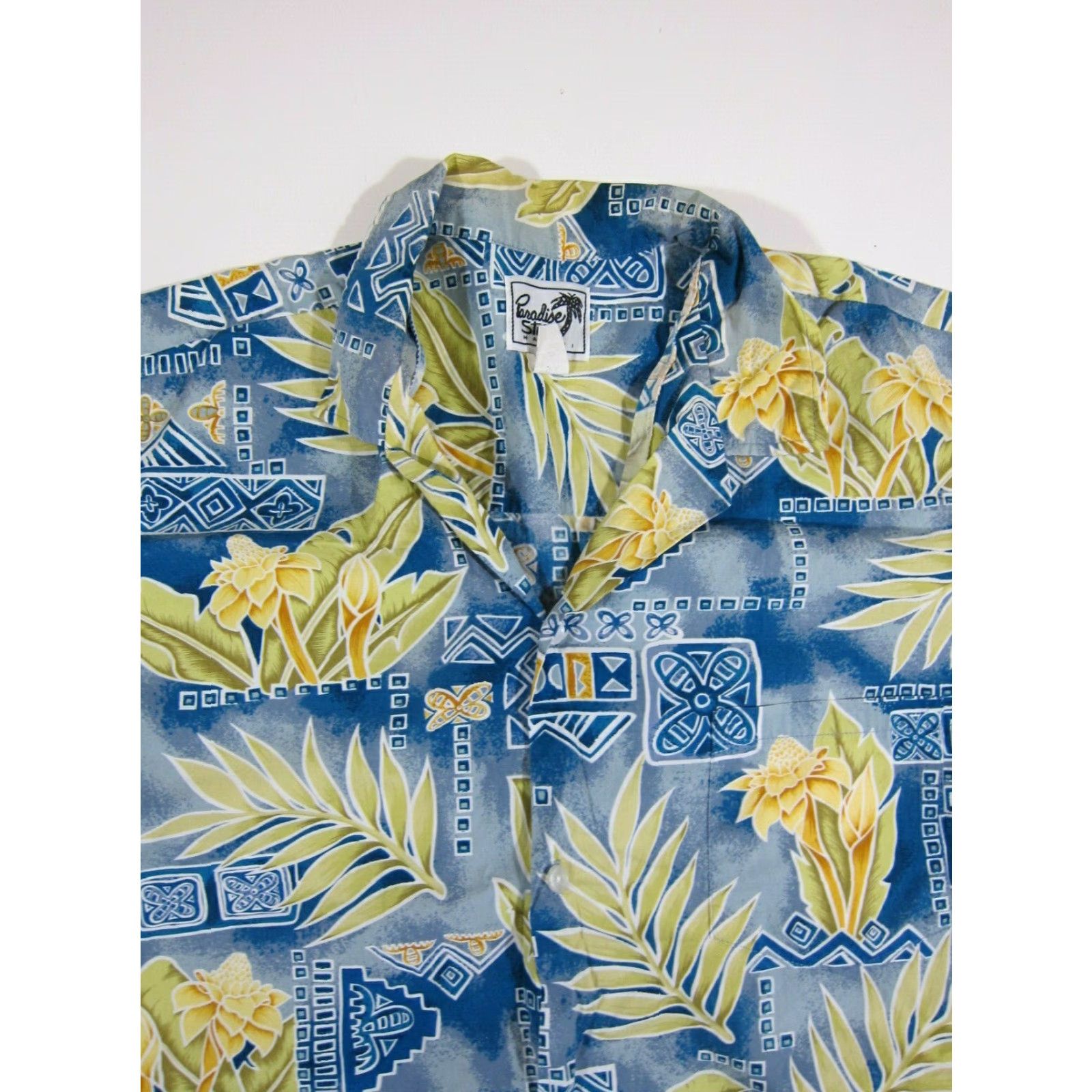 Paradise VINTAGE Paradise Style Cotton Blue Yellow Green Floral Hawaiian Shirt Men XL Size US XL / EU 56 / 4 - 5 Thumbnail