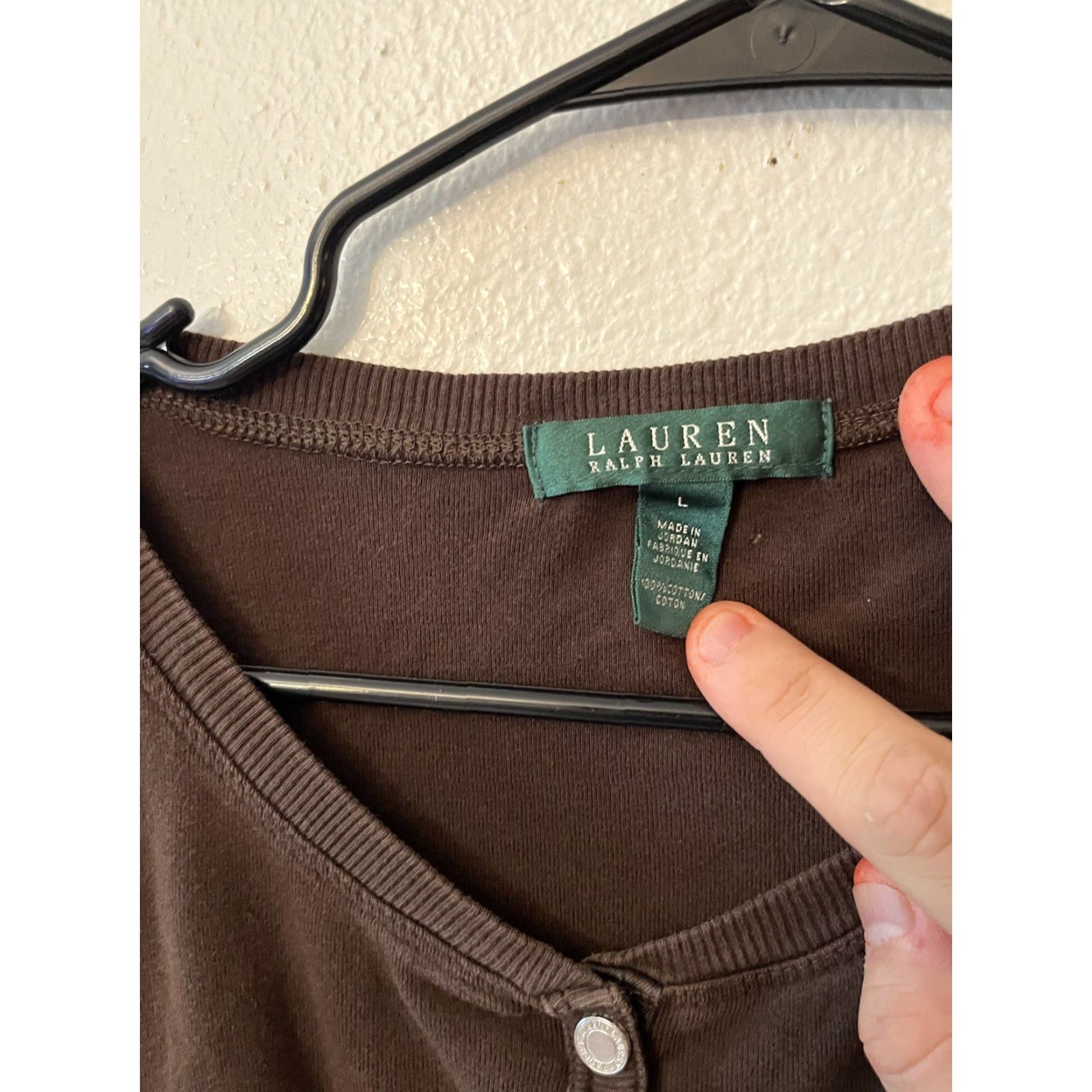 Vintage VINTAGE Lauren Jeans Co. Henley Top Shirt Womens Large Brown Cotton Long Sleeve Classic Size L / US 10 / IT 46 - 3 Thumbnail