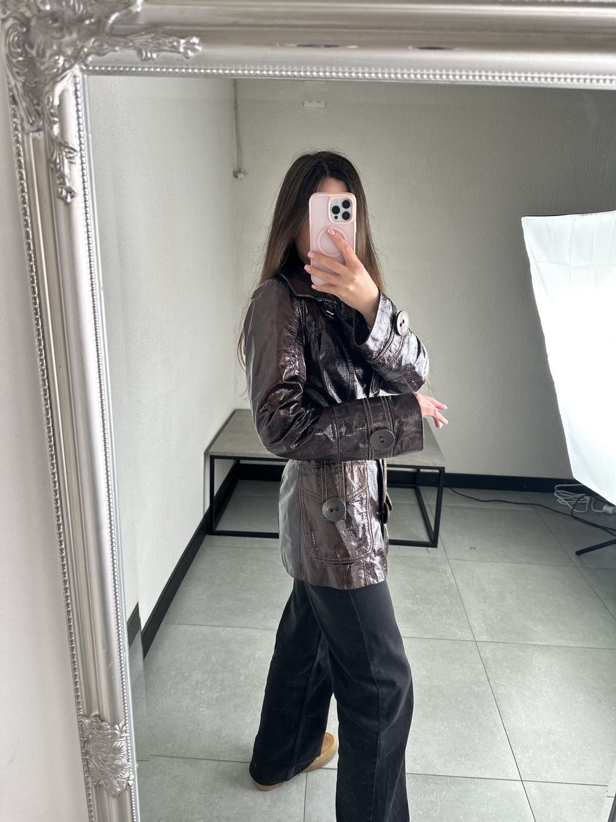 Japanese Brand Vintage Faux Patent Leather Jacket Size S / US 4 / IT 40 - 16 Thumbnail