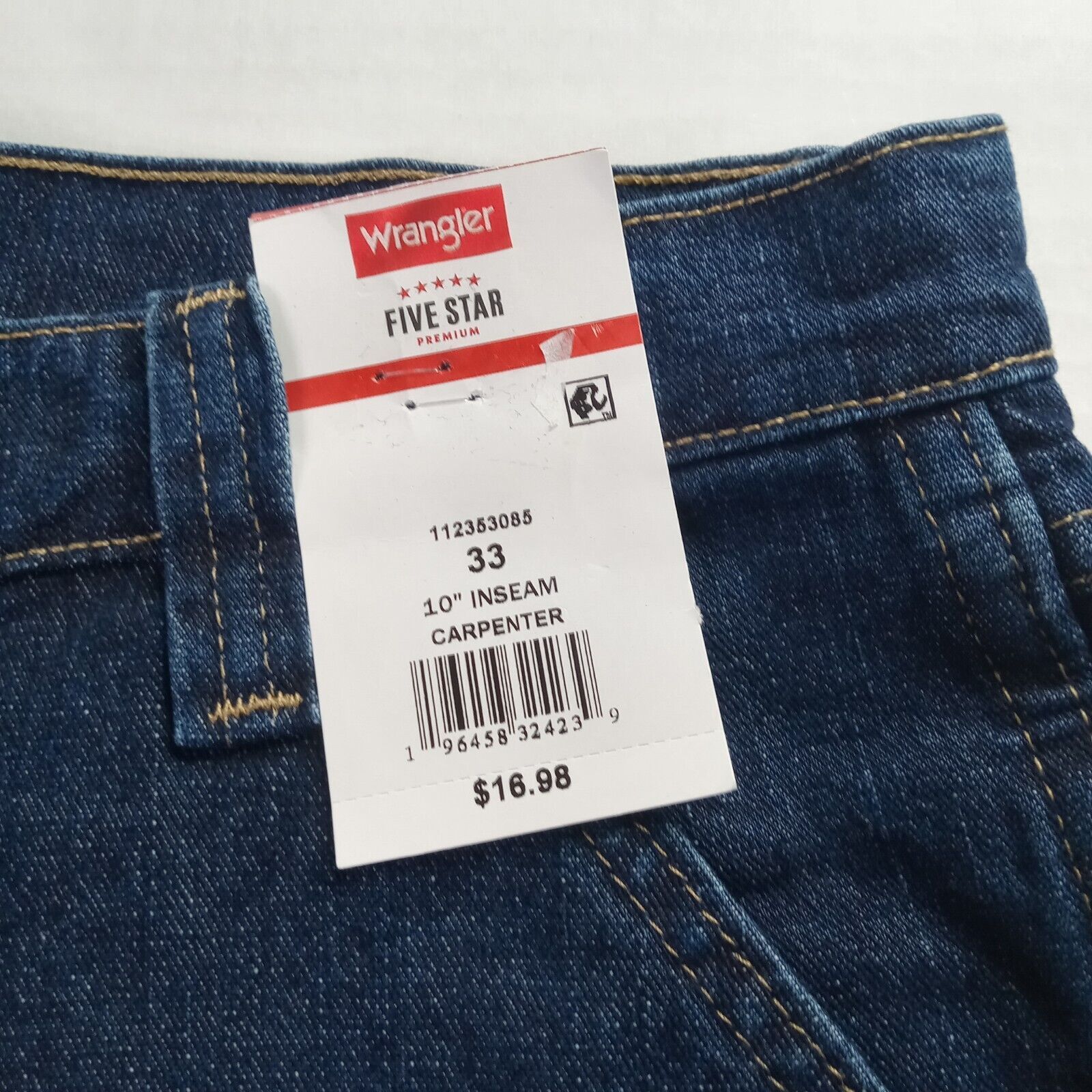 Wrangler Wrangler Carpenter Flex Denim Shorts Men's 33 Blue 10" Insea Size US 33 - 2 Thumbnail