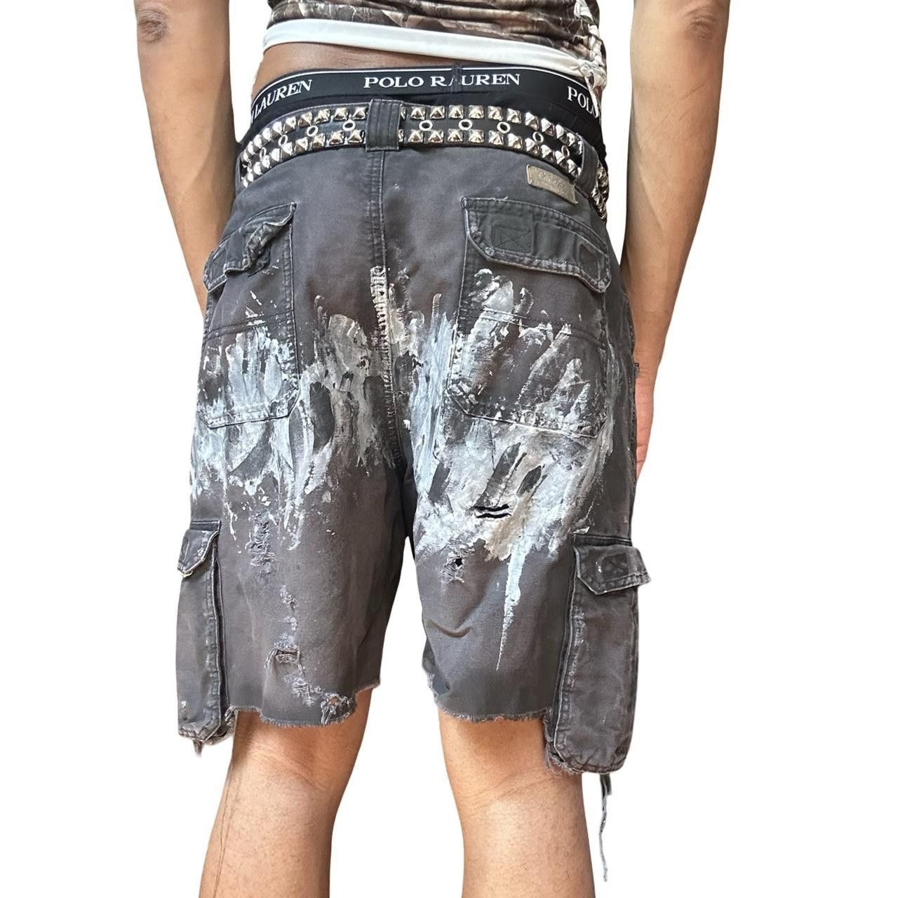 Cabelas ASTROBOI* x Cabelas Pained Faded Black Cargo Shorts - 36" Size US 36 / EU 52 - 8 Thumbnail