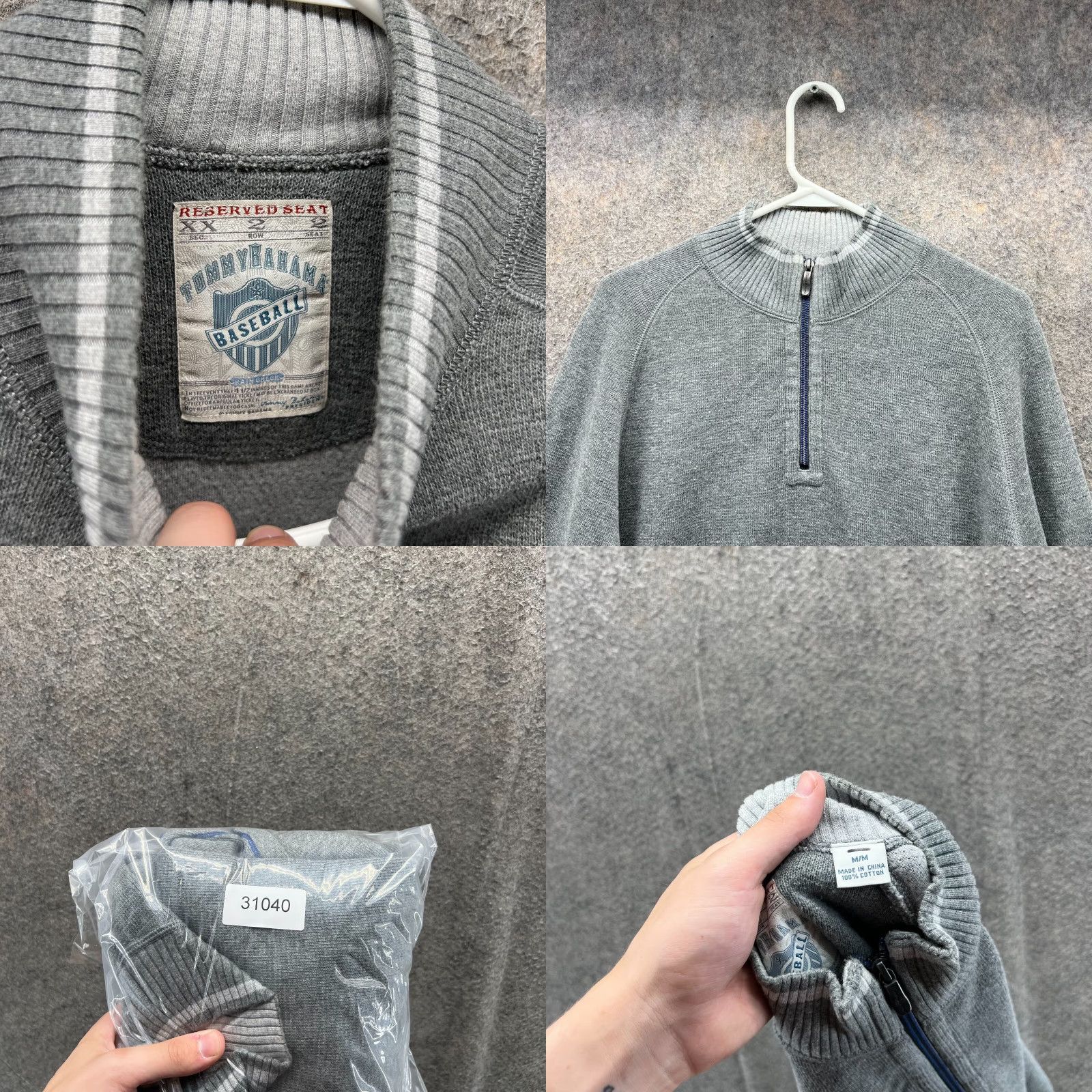 Tommy Bahama VINTAGE Tommy Bahama Pullover Sweater Men M 1/4 Zip Gray NY Yankees MLB Mock Neck Logo 1/4 Zip Size US M / EU 48-50 / 2 - 9 Thumbnail