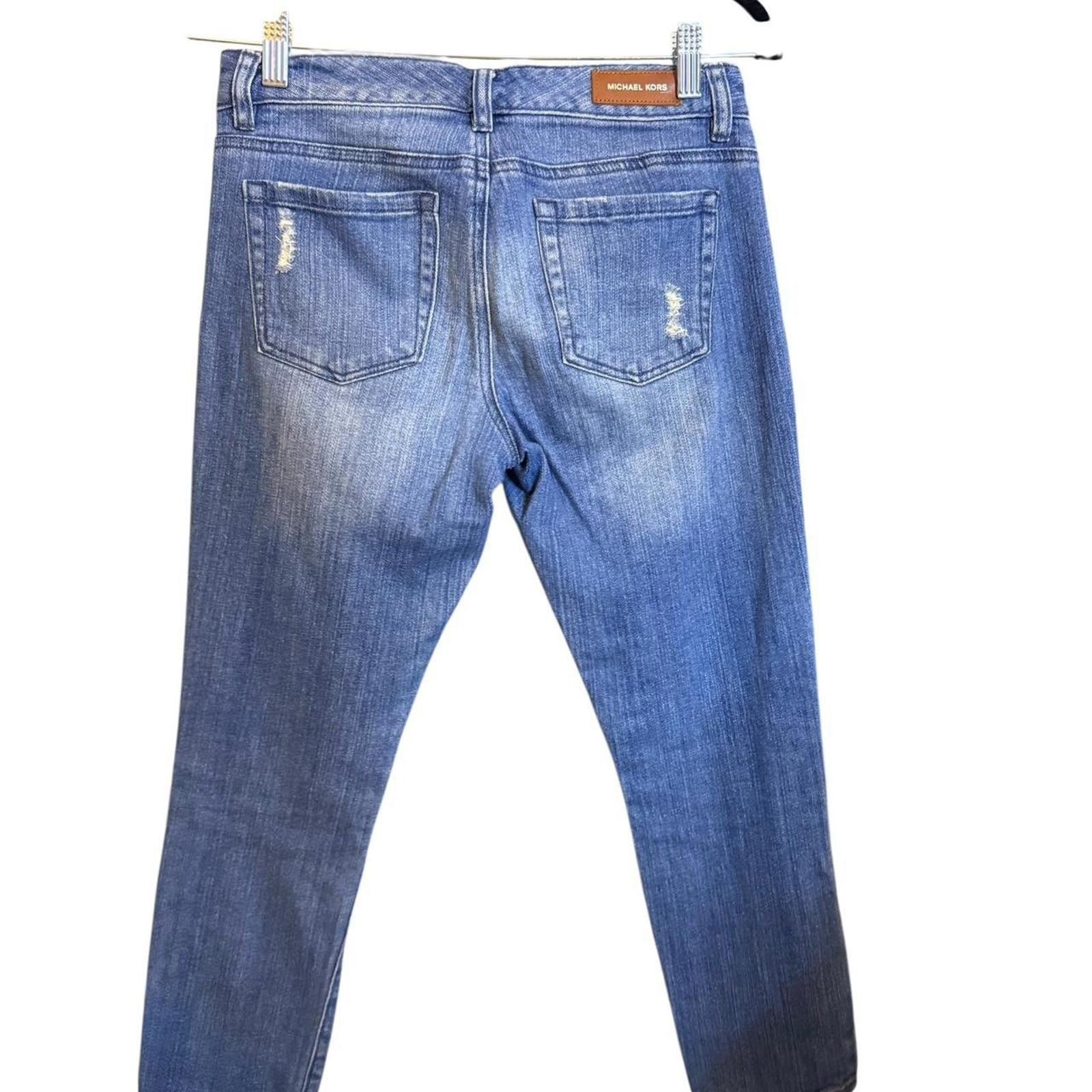 Michael Kors Michael Kors Distressed Straight Leg Jeans Size 0 Size 25" / US 0 / IT 36 - 2 Thumbnail
