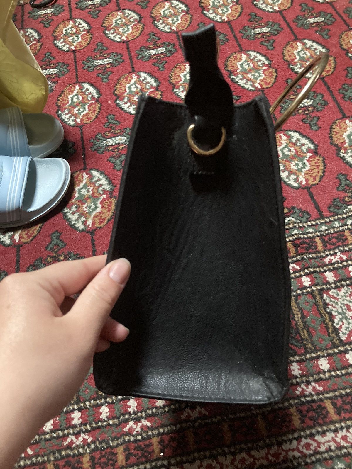 Other Black faux leather bag with gold hoop handles Size ONE SIZE - 3 Thumbnail
