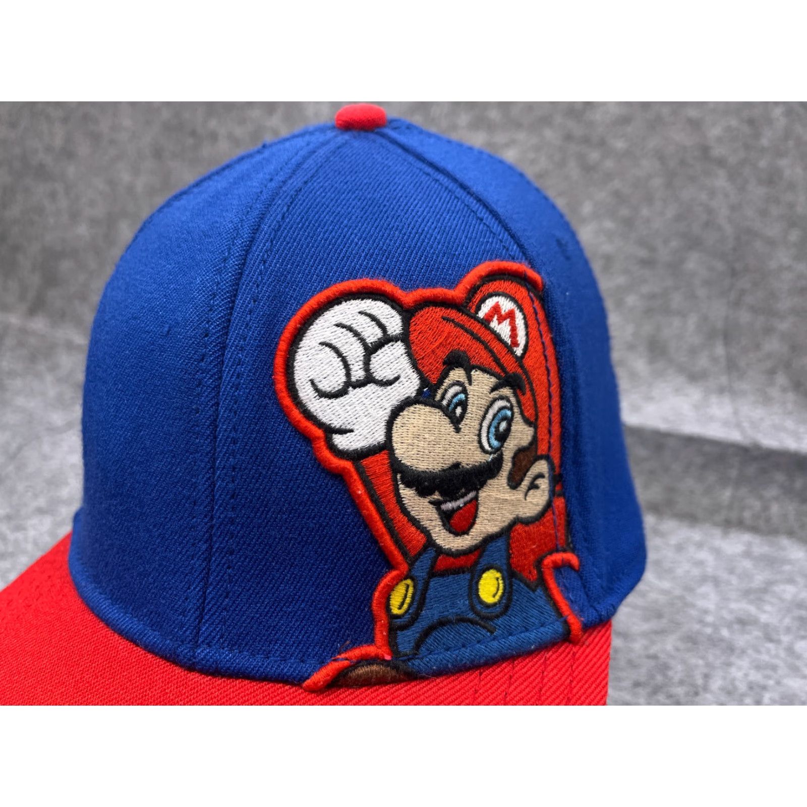 Vintage Bioworld Nintendo Super Marios Hat Cap Fitted Adult One Size Blue Acrylic Spandex Stretch Twill Baseball Cap Mens 90s Video Game Classic Theme cap Size ONE SIZE - 3 Thumbnail