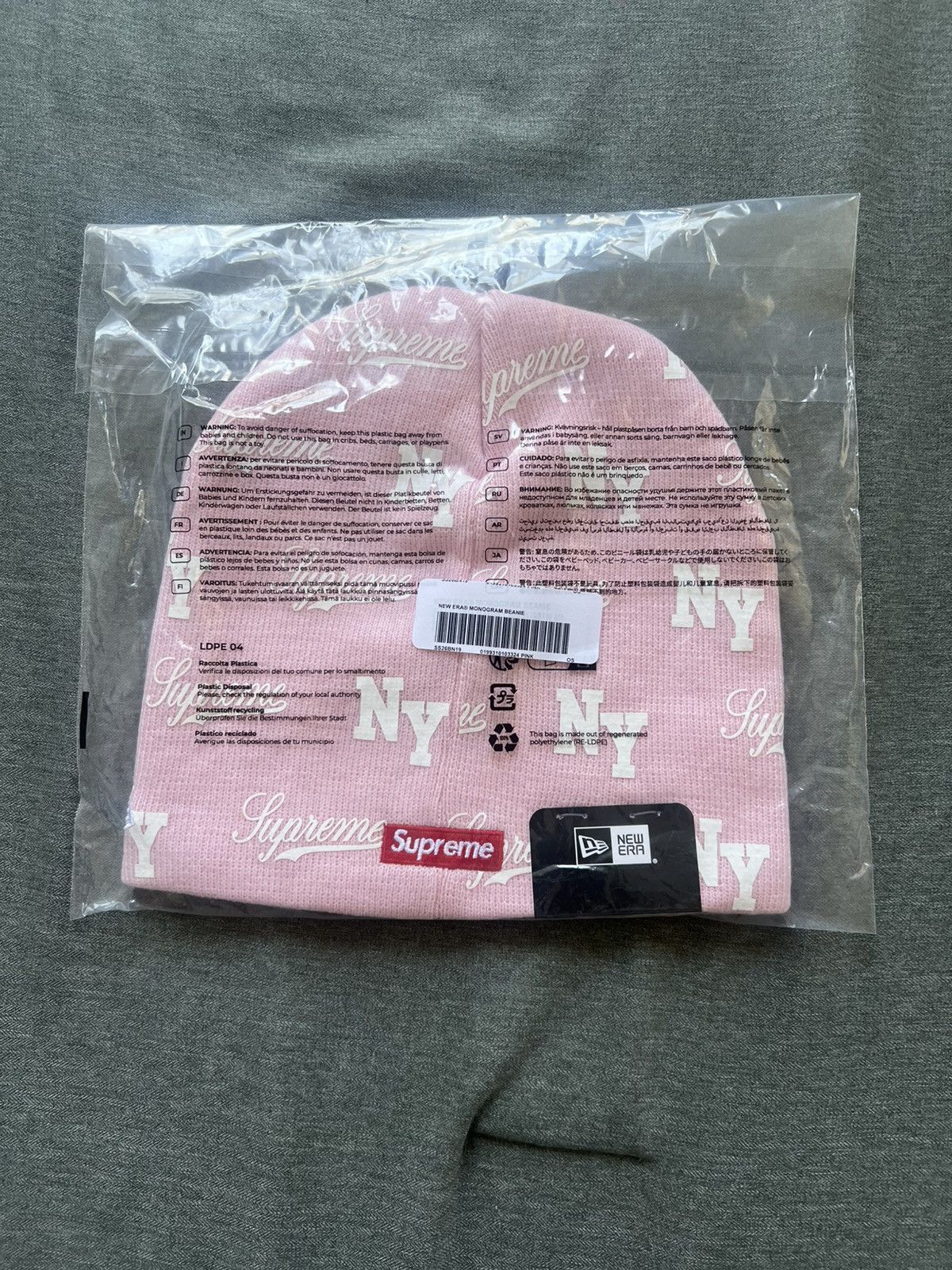 Supreme Supreme New Era Monogram Beanie Pink Size ONE SIZE - 2 Thumbnail