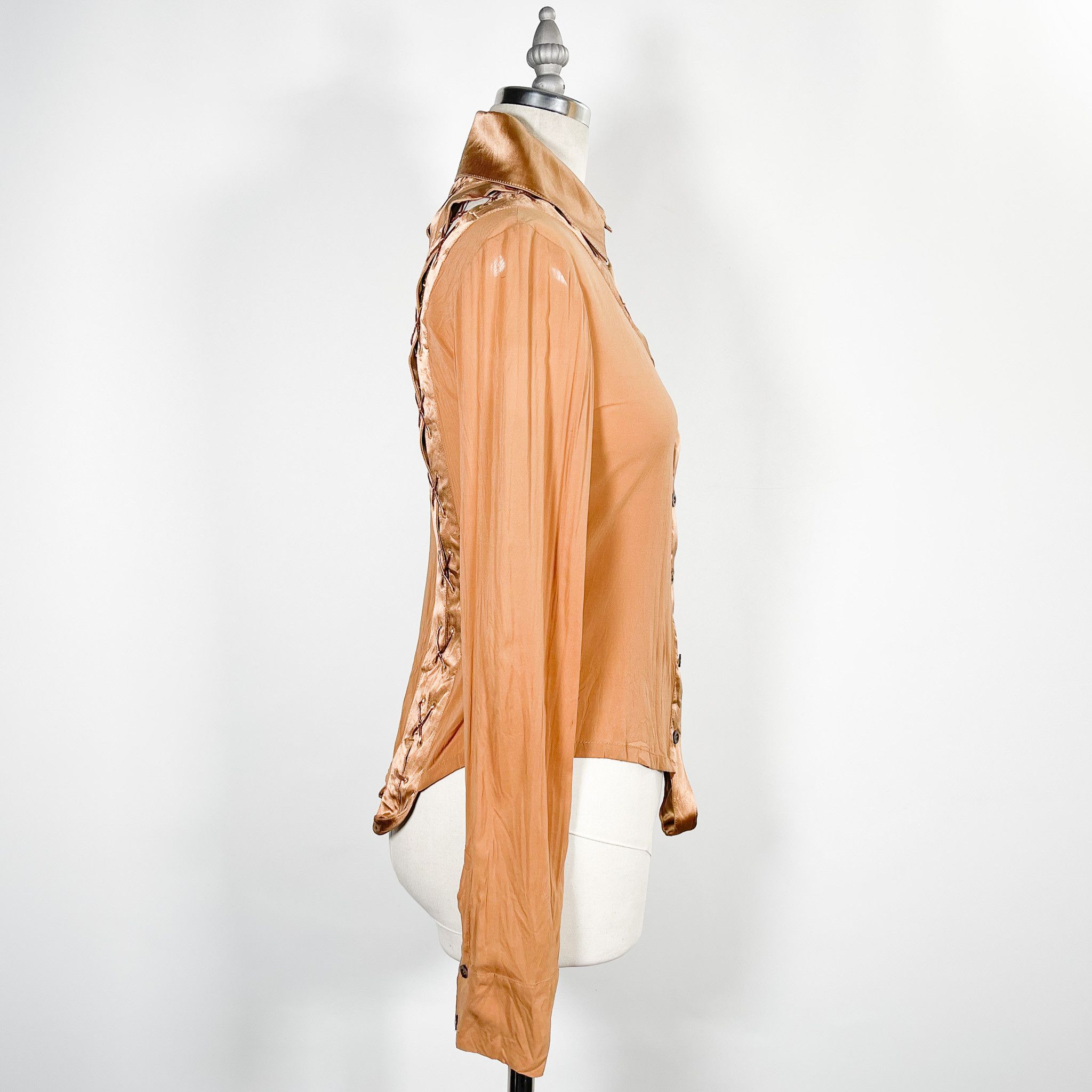 Other f/w 2003 Y Kei Rust Silk Lace Up Runway Blouse Size S / US 4 / IT 40 - 7 Thumbnail
