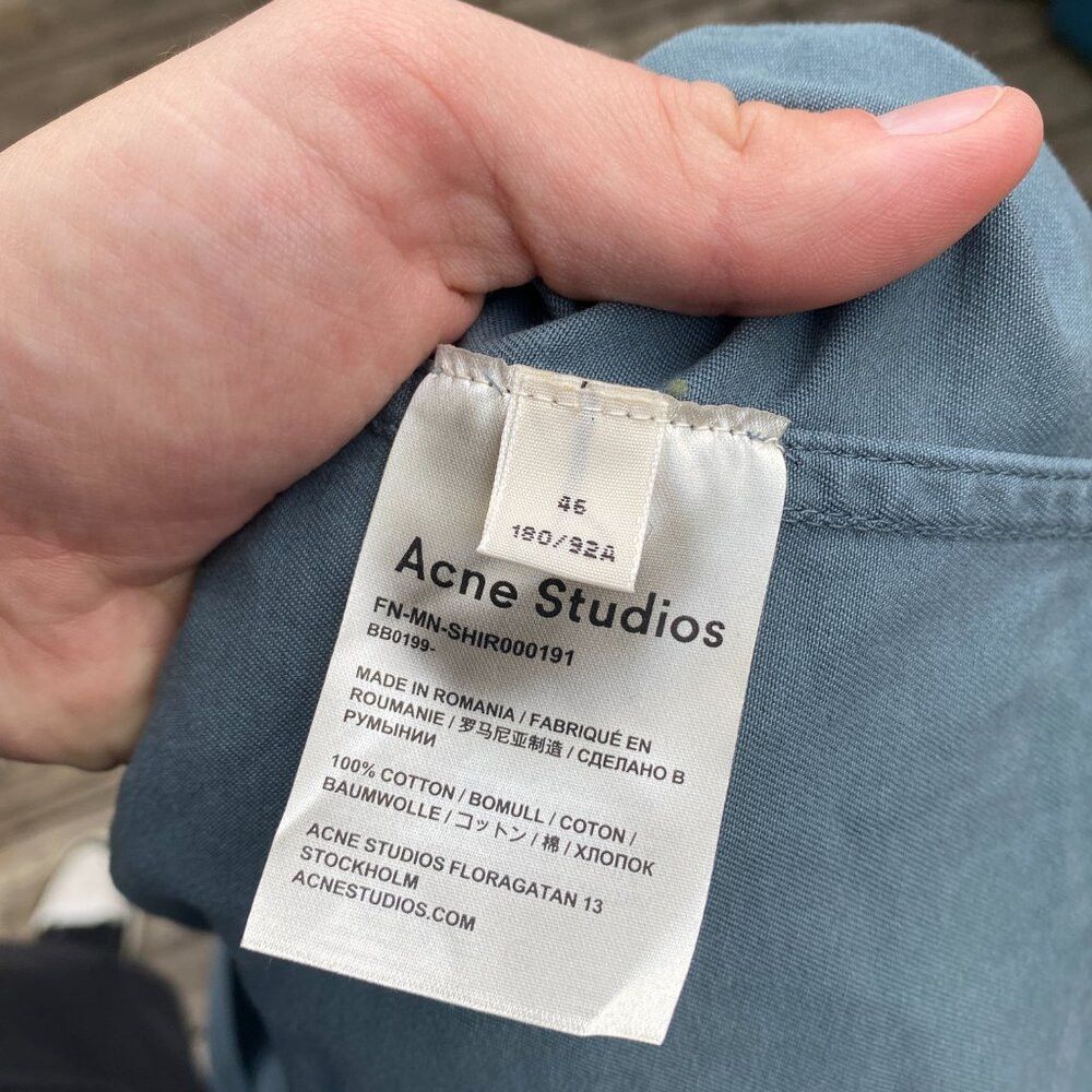 Acne Studios Acne Studios Oversized Cotton Overshirt Jacket Teal Blue Si Size US XL / EU 56 / 4 - 4 Thumbnail