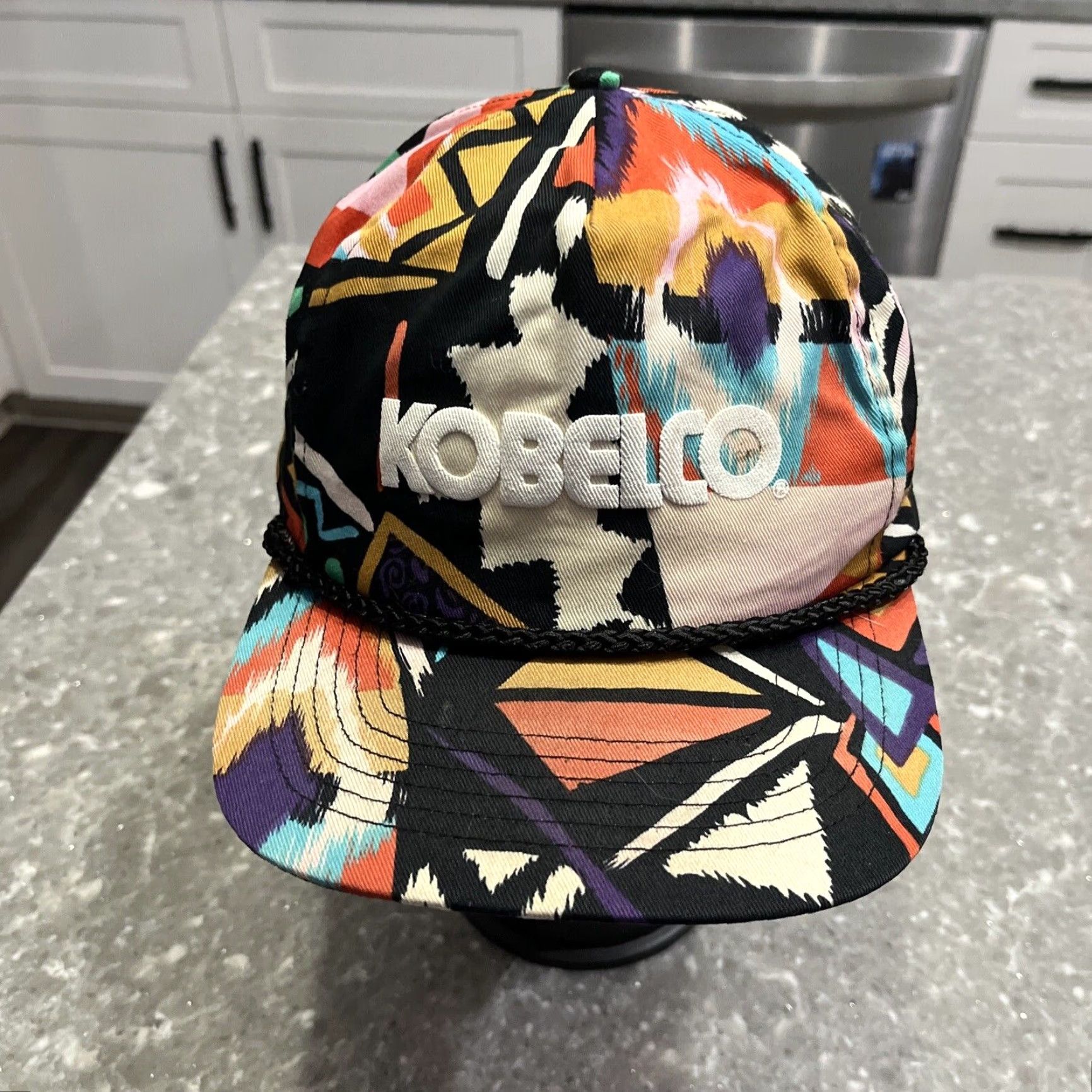 Vintage VINTAGE Kobelco Geometric Print Snapback Hat Size ONE SIZE - 2 Thumbnail