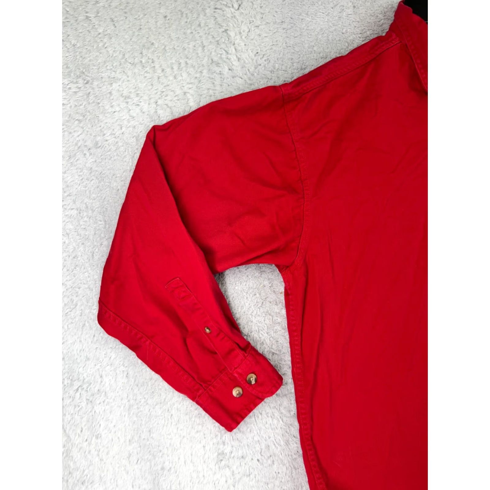 Vintage Sierra Pacific Shirt Mens Large Red Solid 100% Cotton Twill Long Sleeve Button-Up Shirt With Pocket Size US L / EU 52-54 / 3 - 6 Thumbnail