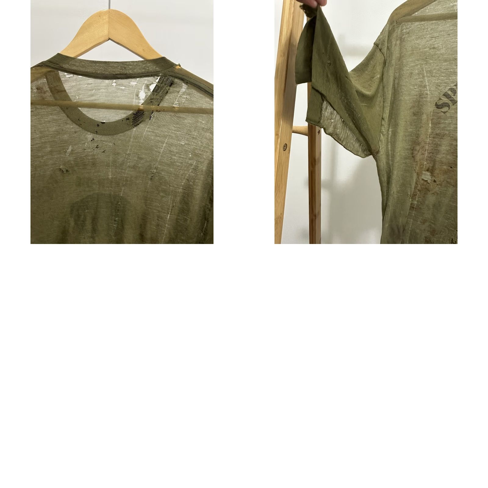 Vintage VTG 80s Special Forces Never Dies Goes To Hell Paper Thin Thrashed T-Shirt L Green Military Distressed Mens Shirt Size US L / EU 52-54 / 3 - 8 Thumbnail