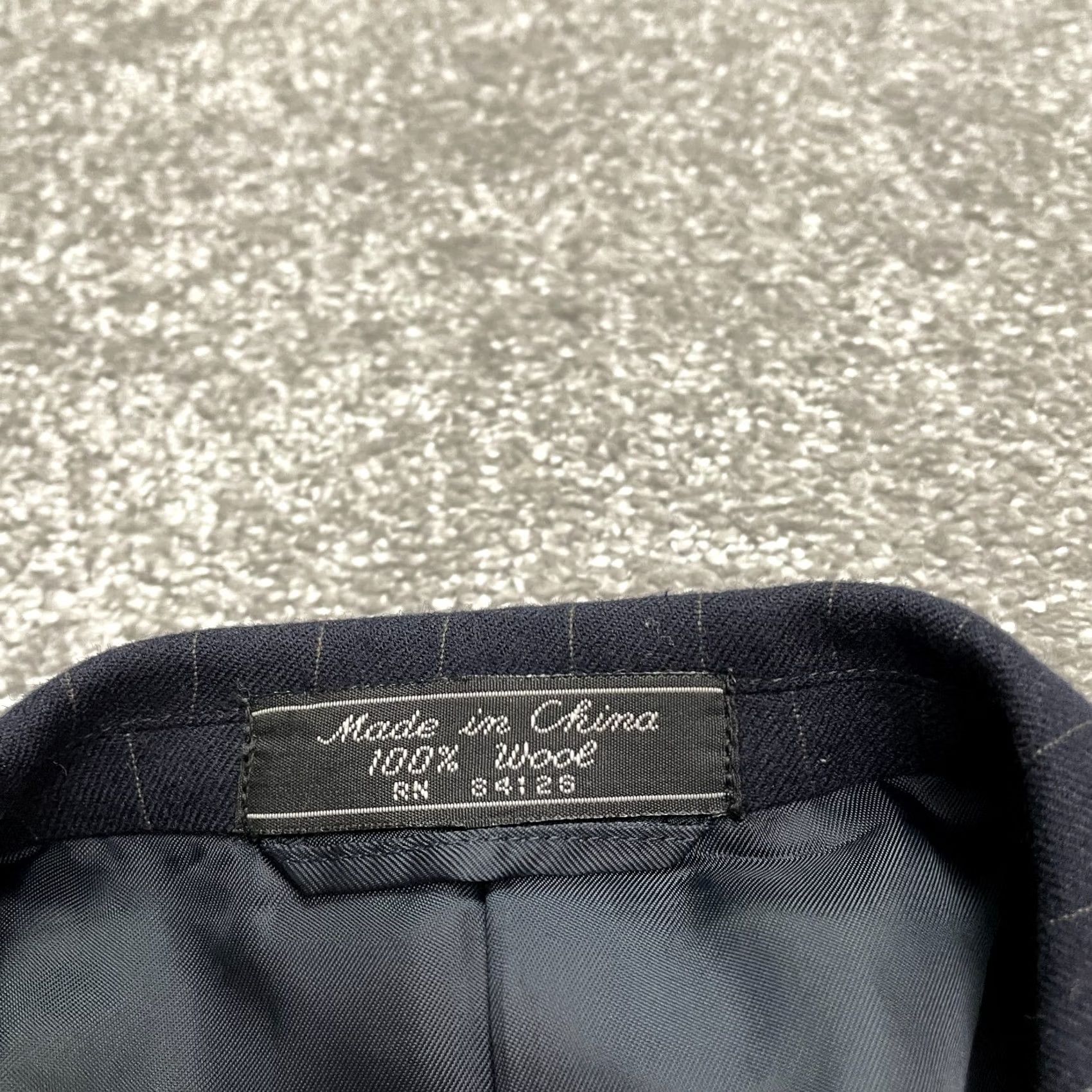 Hardy Amies Hardy Amies Blazer Jacket Mens 46R Navy Blue Striped Wool One-Button Notch Lapel Mid-Length Vintage No Size 46R - 5 Thumbnail