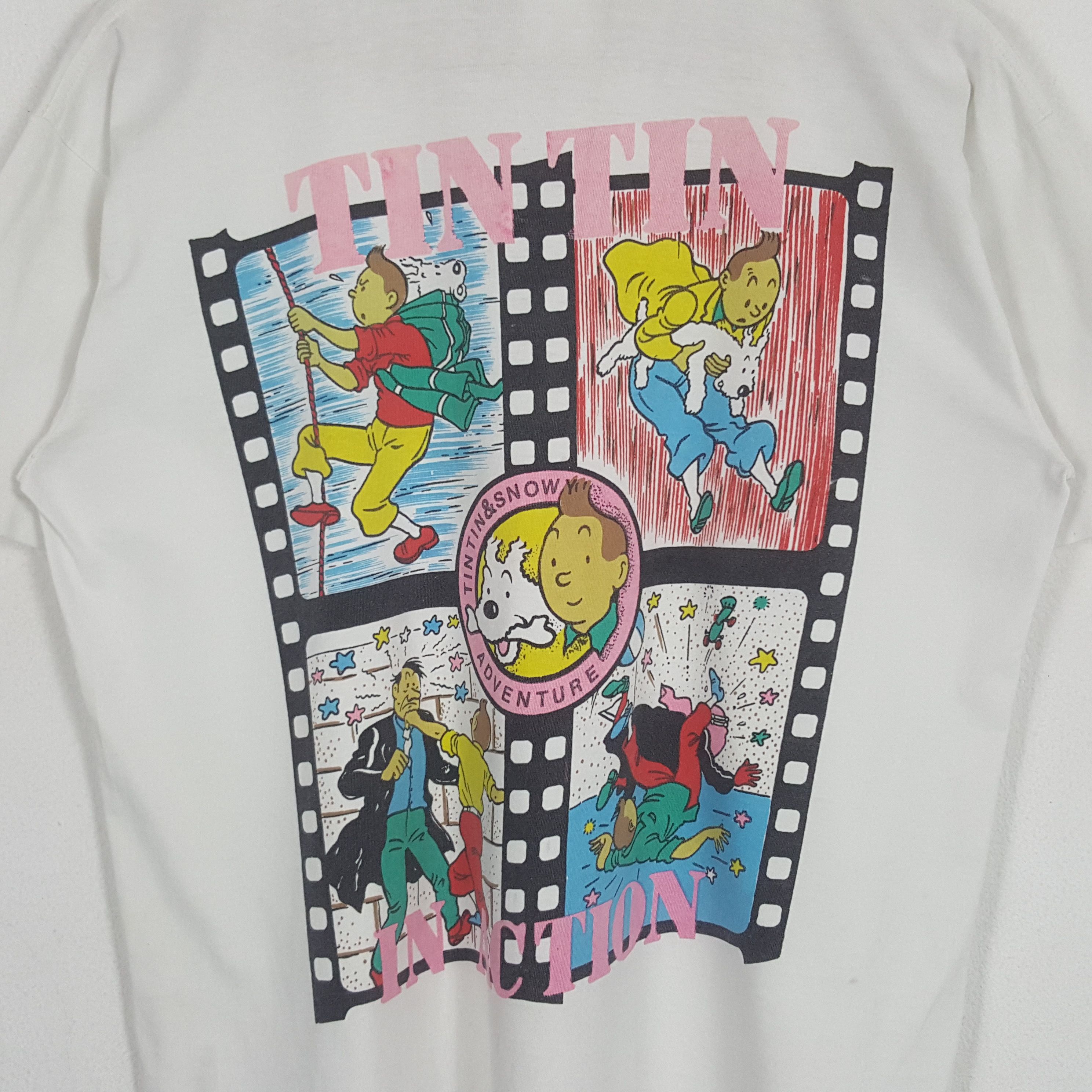 Vintage Vintage Tintin In Action American Cartoon Movie Tshirt Size US L / EU 52-54 / 3 - 2 Thumbnail