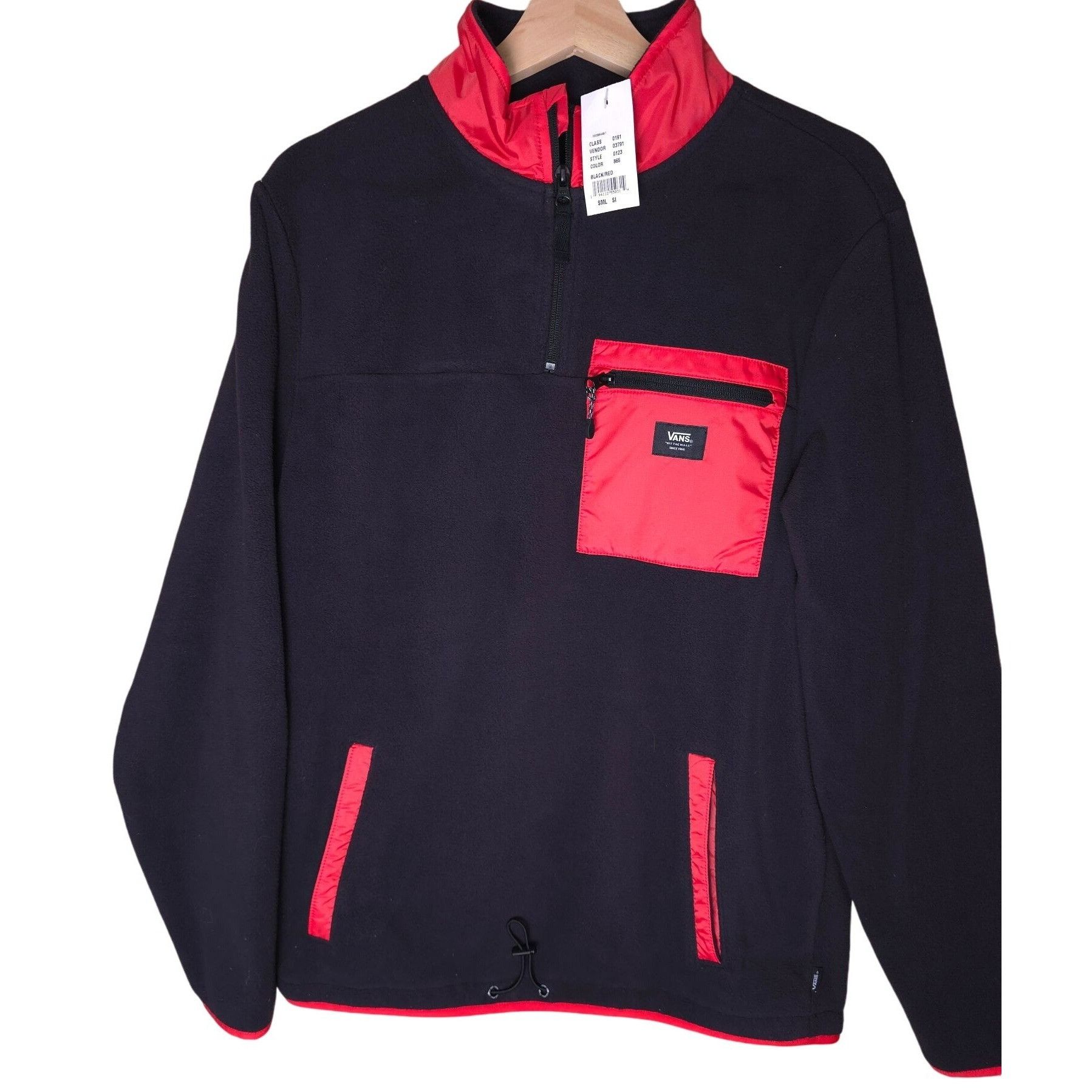 Vans Vans Mens Black & Red Fleece Pullover Jacket Small Half-Zip Size US S / EU 44-46 / 1 - 1 Thumbnail