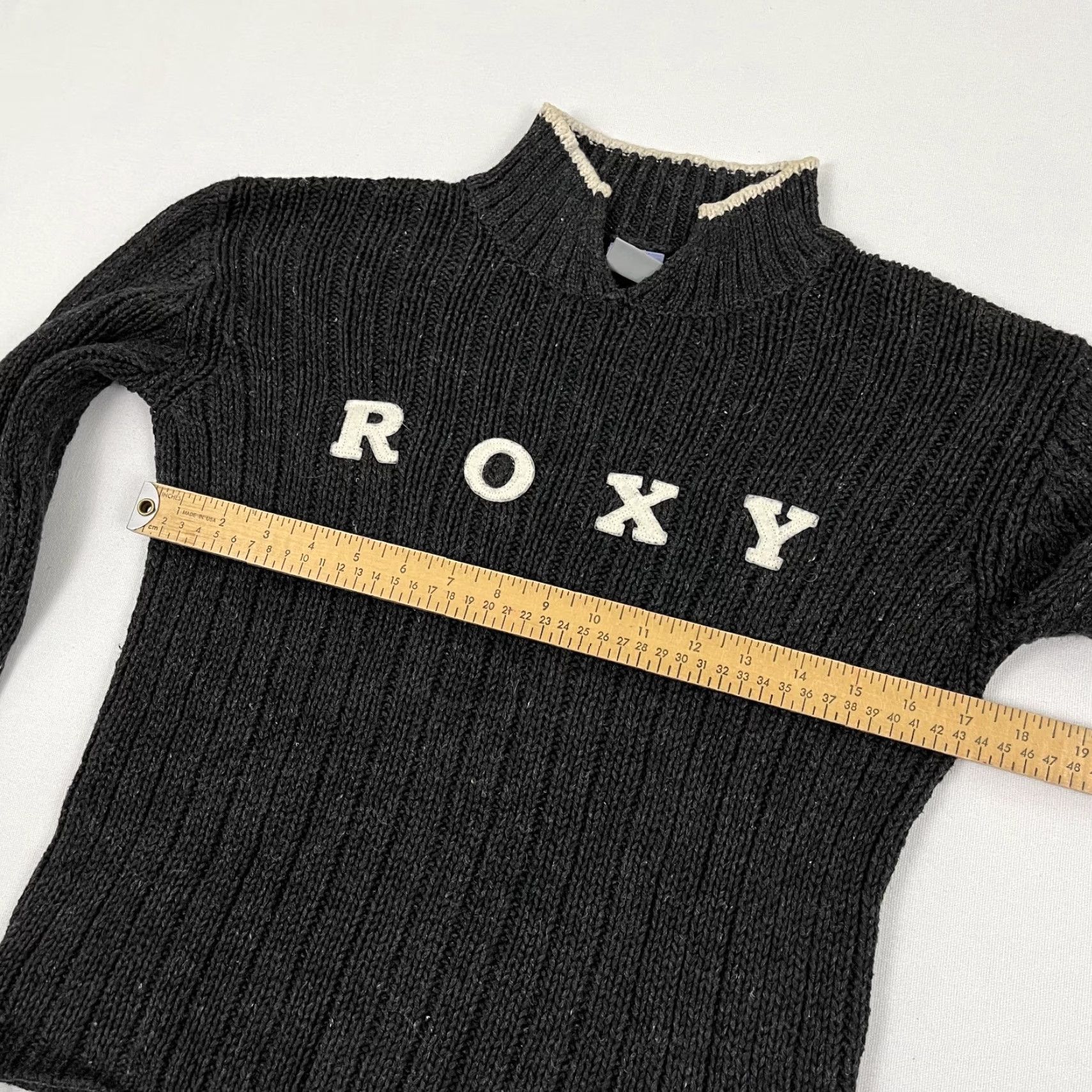 Vintage VTG Quiksilver Roxy Sweater Womens M Gray Ribbed Knit Collar Beach Surf Y2K Slim Fit Pullover Knit Casual Womens Size M / US 6-8 / IT 42-44 - 4 Thumbnail