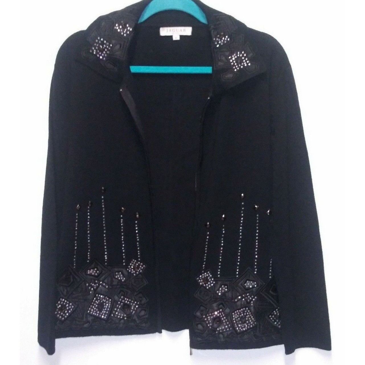 Vintage Cardigan Sweater VTG JAGUAR black embellished Avante Garde Size M / US 6-8 / IT 42-44 - 6 Thumbnail