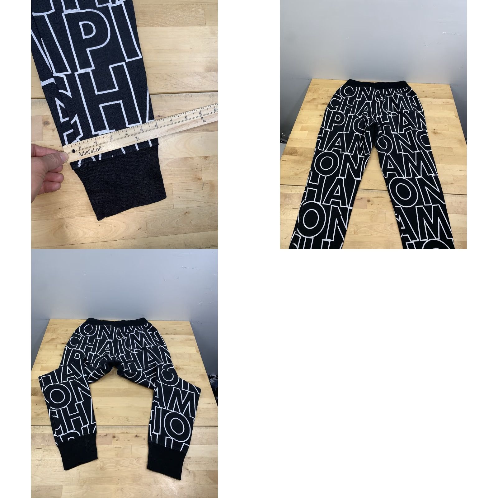 Champion Champion Sweatpants Mens M Black AOP Y2K 12481 Reverse Weave Size US 31 - 8 Thumbnail