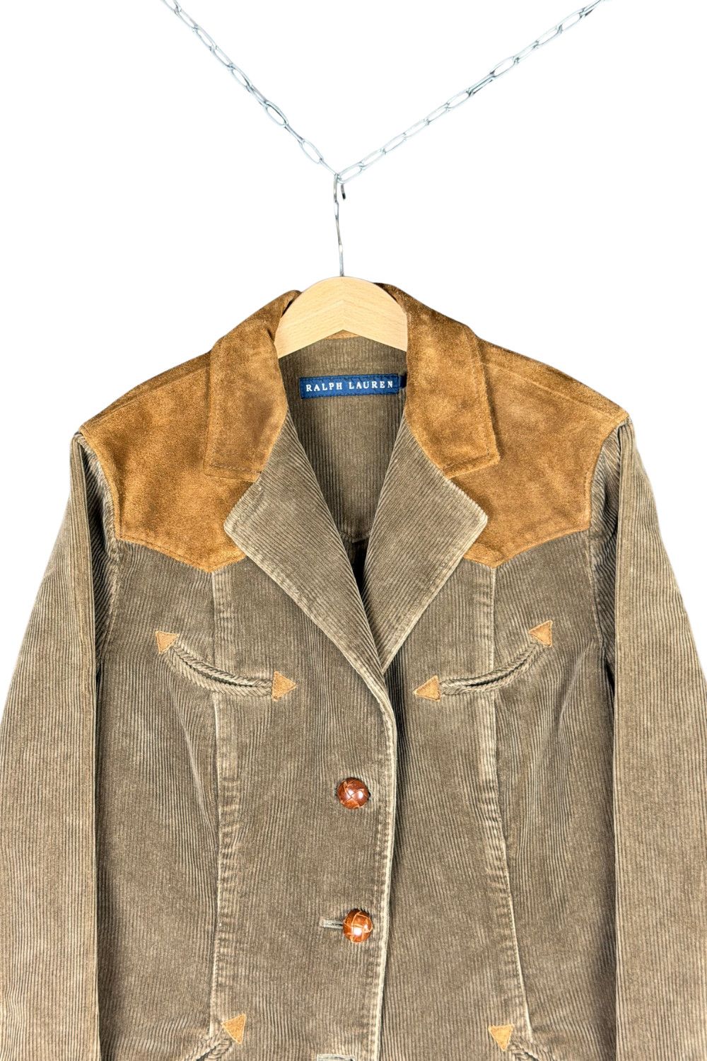 Ralph Lauren Suede Yoke Western Corduroy Blazer Women's 8 image 5