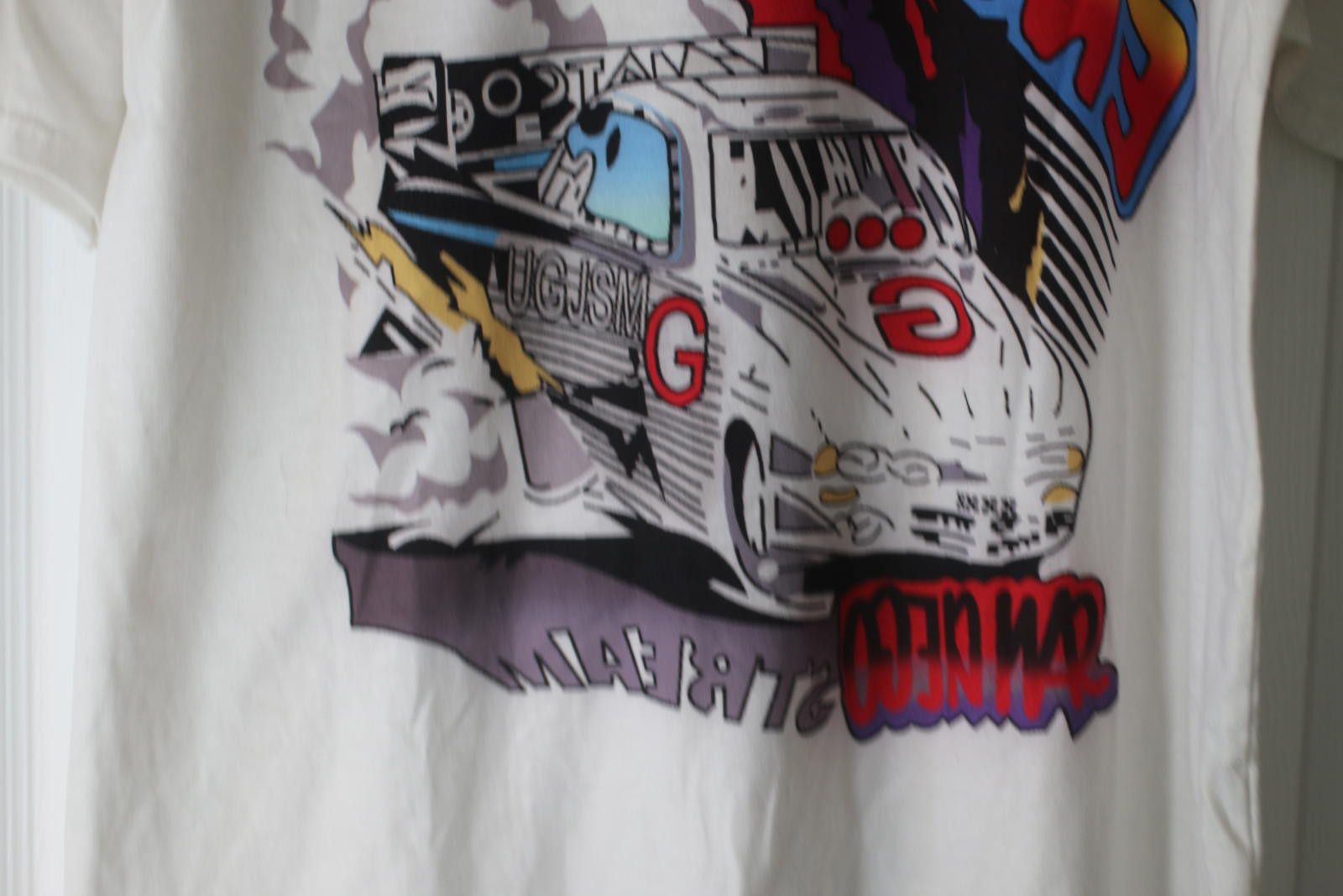Shein Racing Graphic T-Shirt White Drift Car Print Size S SHEIN Size US S / EU 44-46 / 1 - 2 Thumbnail