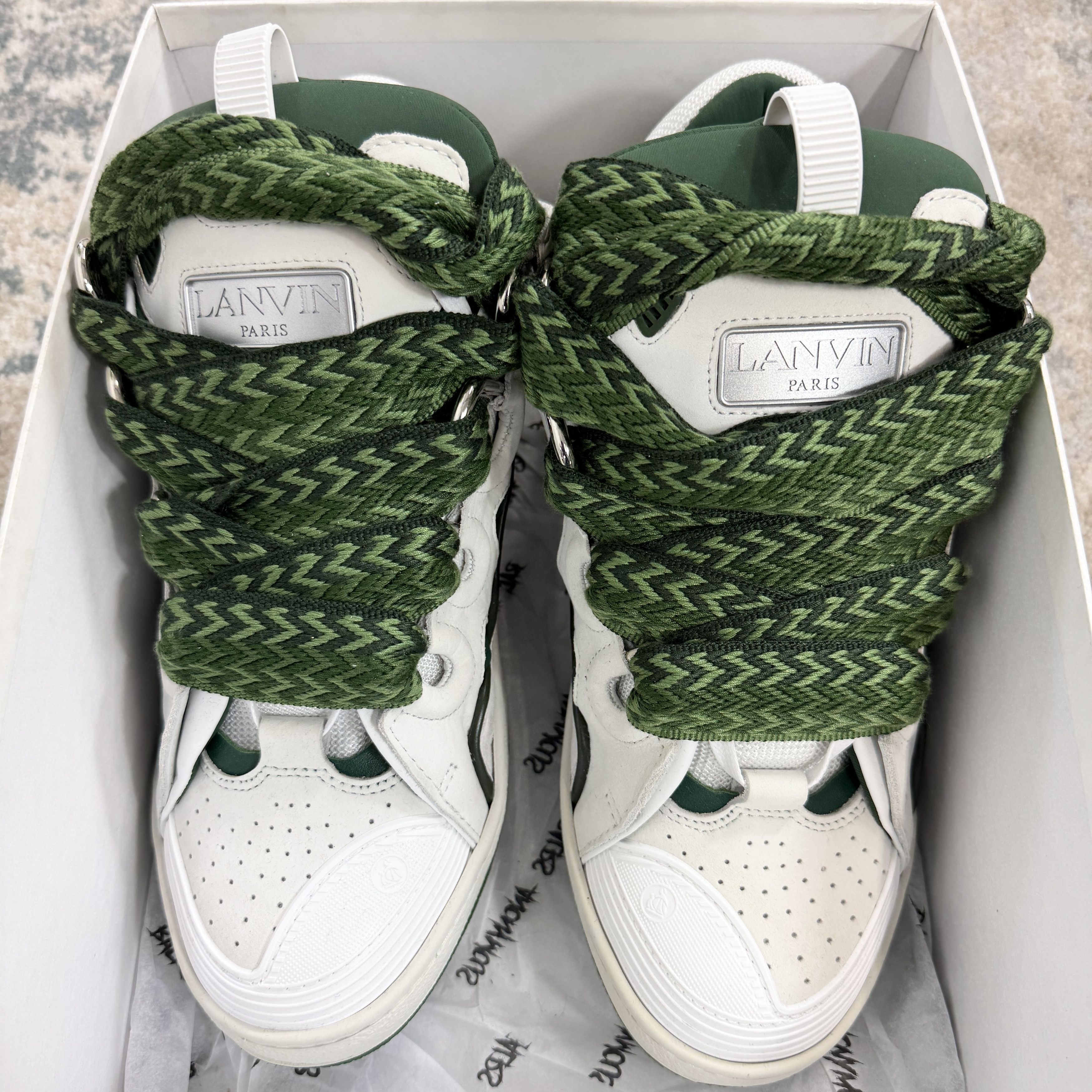 Lanvin Lanvin Curb Low Top Trainers In White & Green RRP £750 Size US 9 / EU 42 - 4 Thumbnail