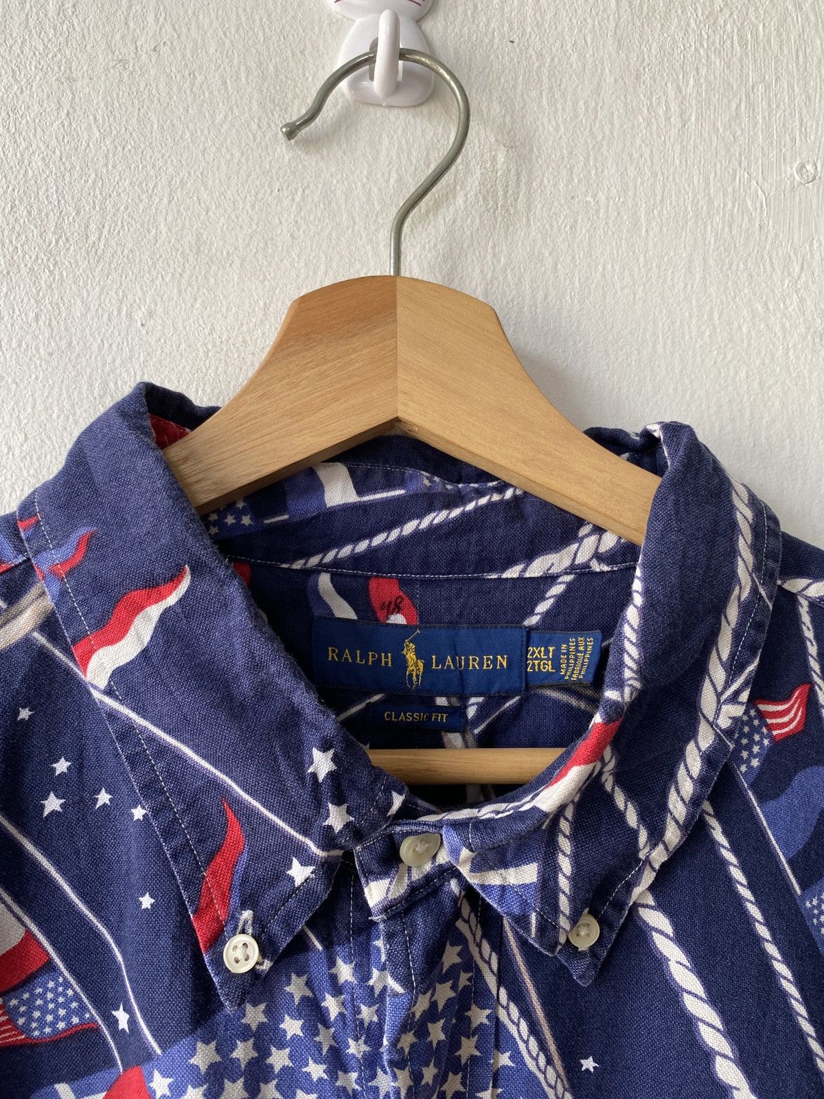 Polo Ralph Lauren × Ralph Lauren × Vintage Vintage Ralph Lauren American Flag Fullprint Button Up Shirt Size US XXL / EU 58 / 5 - 14 Thumbnail