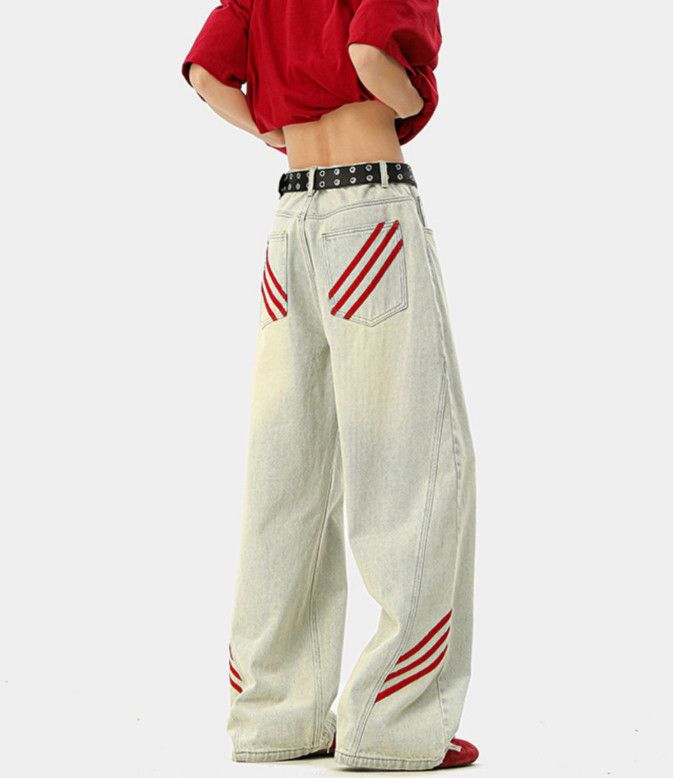 Japanese Brand Retro American high street straight patchwork work jeans Size US 32 / EU 48 - 5 Thumbnail
