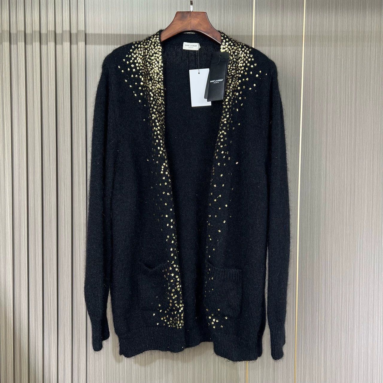 Saint Laurent Paris Saint Laurent Paris Gold foil sequin cardigan sweater-2505 Size US L / EU 52-54 / 3 - 1 Thumbnail
