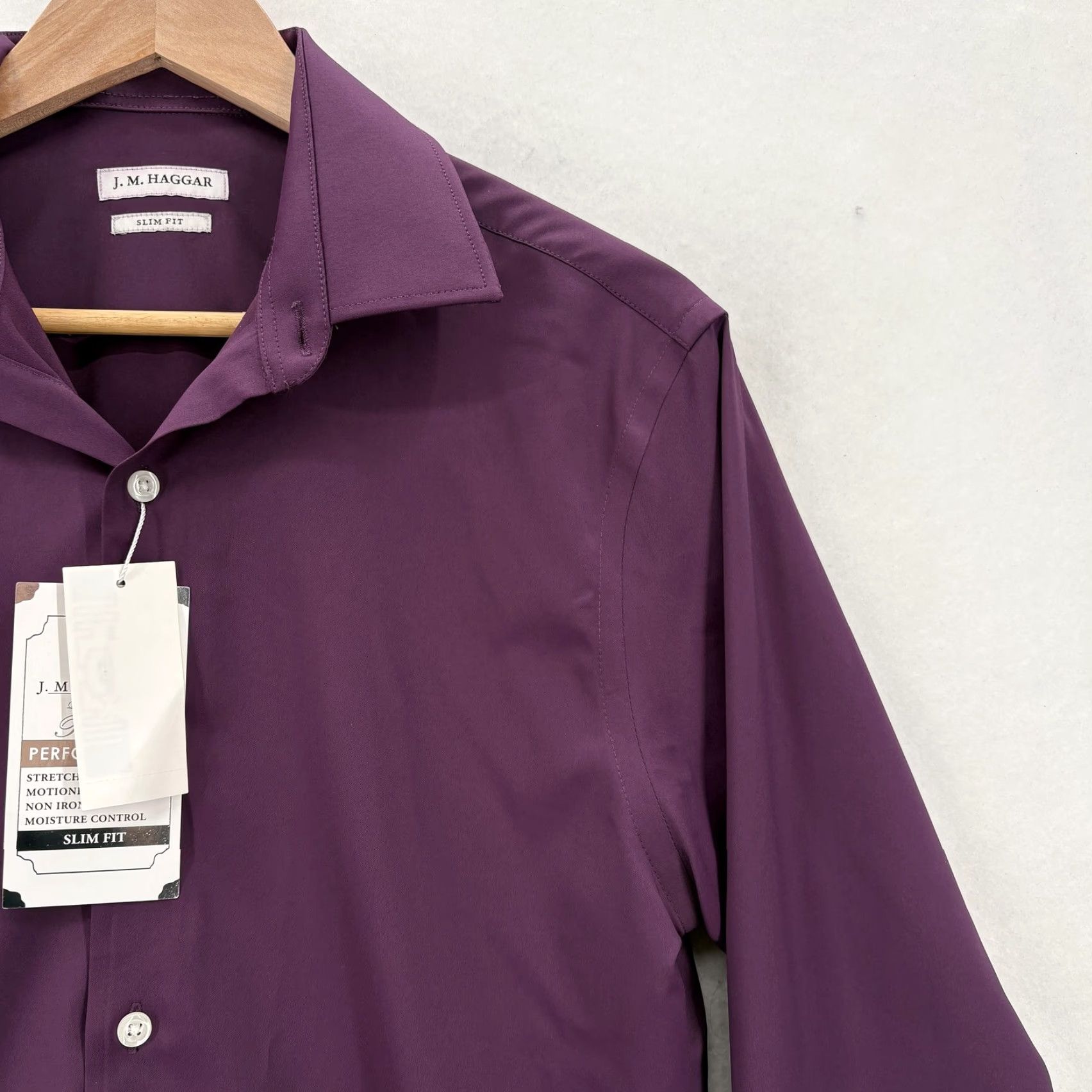 Haggar Haggar Mens Dress Shirt 14-14.5 32/33 Purple Premium Performance Slim Fit NWT Non-Iron Moisture Wicking Stretch 93% Polyester 7% Spandex Long Sleeve Size US M / EU 48-50 / 2 - 2 Thumbnail