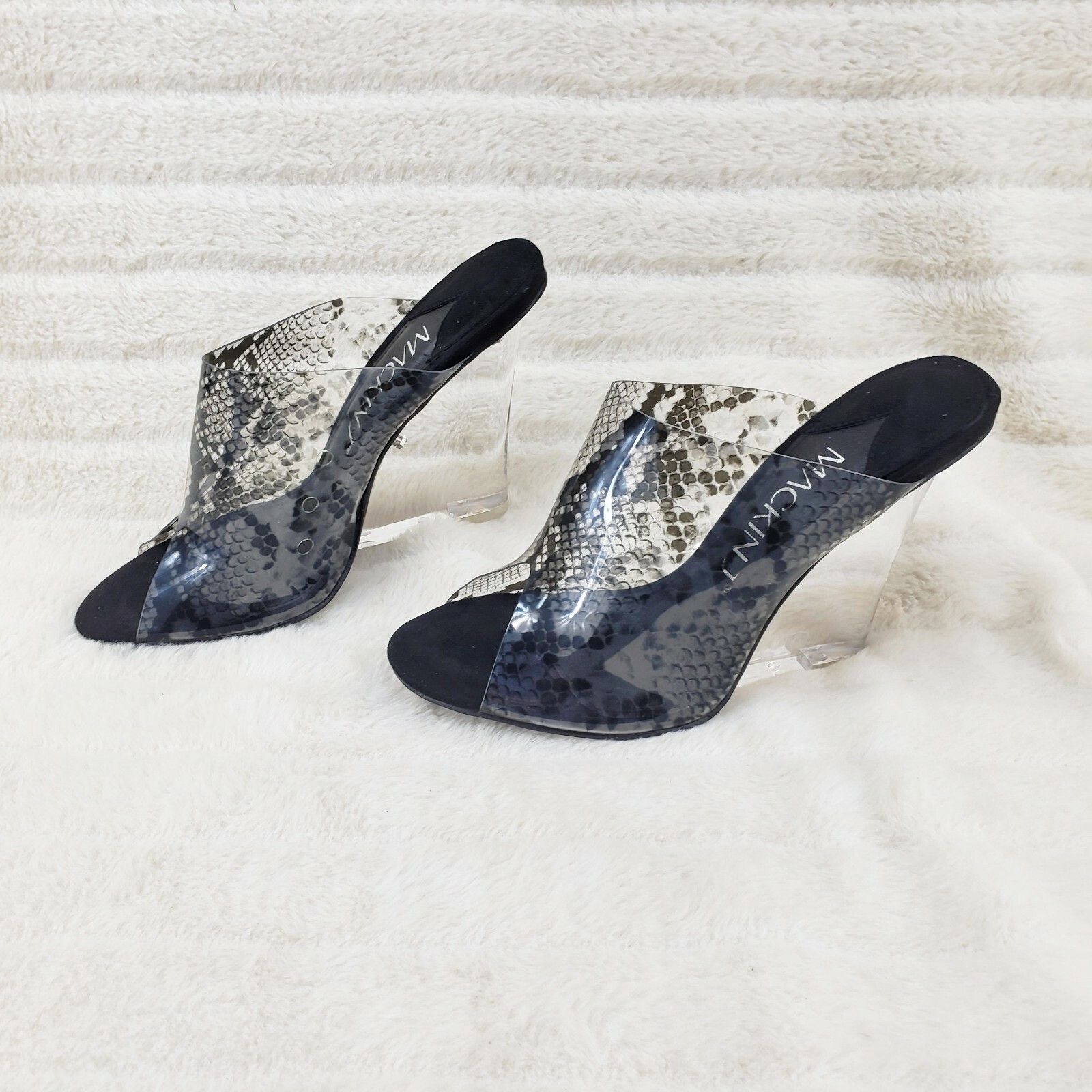 Other Mac J Black Transparent Snake Print Slip On Clog 5" Clear Ac Size US 10 / IT 40 - 2 Thumbnail