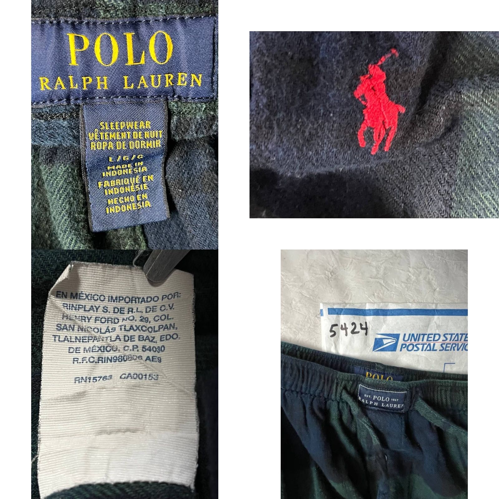 Polo Ralph Lauren Polo Ralph Lauren Flannel Pajama Lounge Pants Mens Plaid Sz Large Sleepwear Size US L / EU 52-54 / 3 - 8 Thumbnail