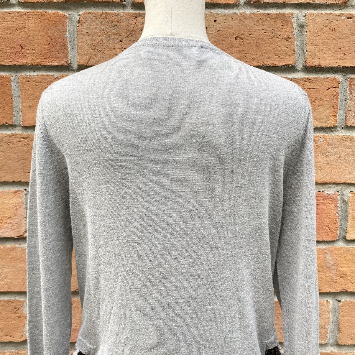 Toga TOGA TOGA ARCHIVES Gray Knit Top with Black Tulle Trim Size L / US 10 / IT 46 - 17 Thumbnail