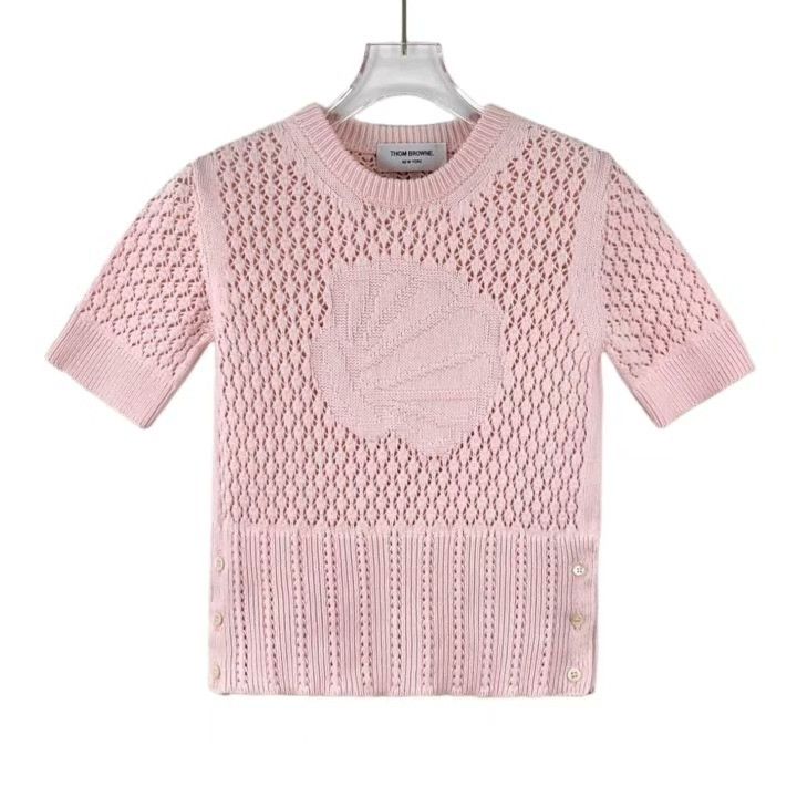 Thom Browne Thom Browne Pink Shell Embroidery Cotton Knit Top Size M / US 6-8 / IT 42-44 - 1 Thumbnail