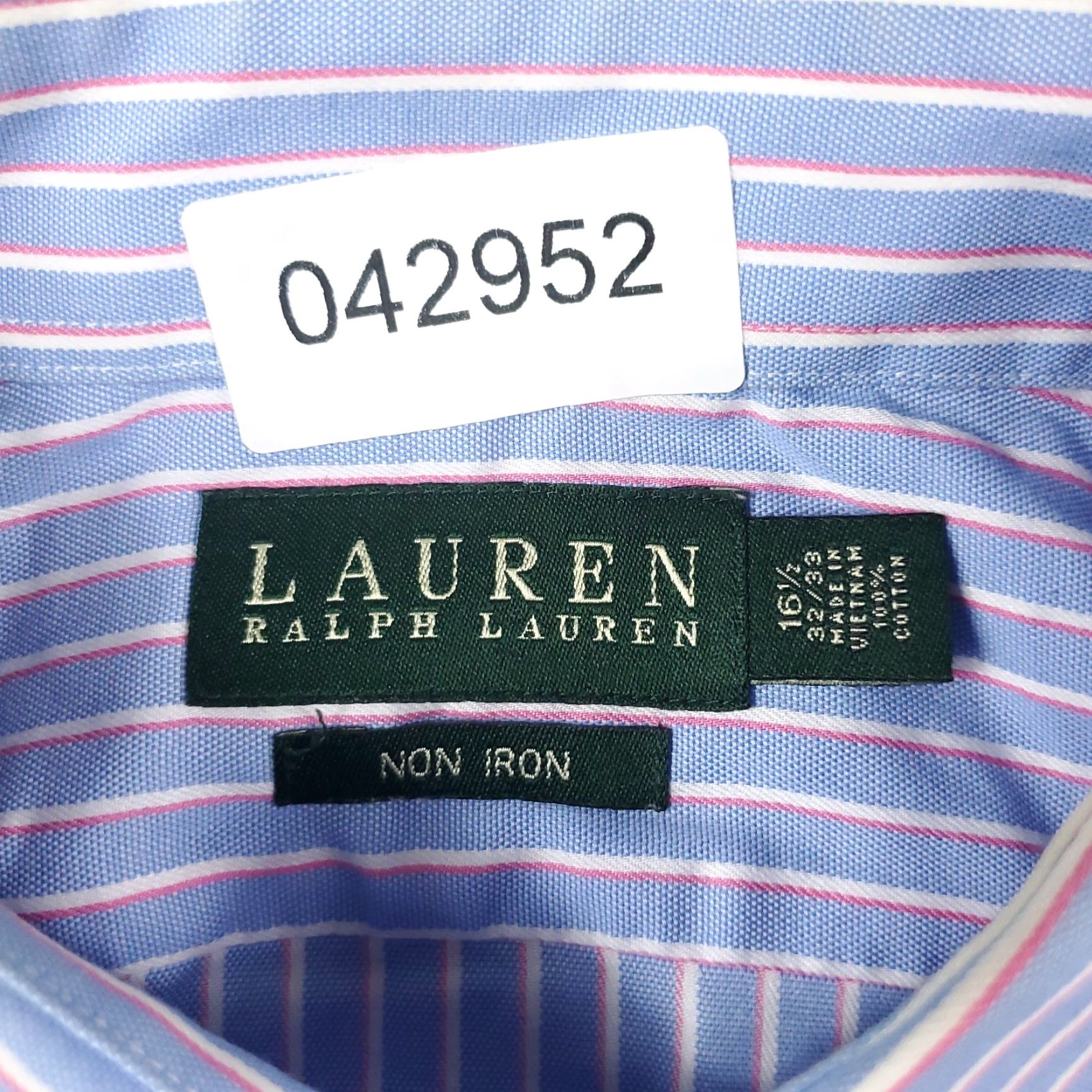 Ralph Lauren Ralph Lauren Dress Shirt Mens 16.5 Blue Striped Long Sleeve Button-Down Casual Workwear Size 42R - 6 Thumbnail