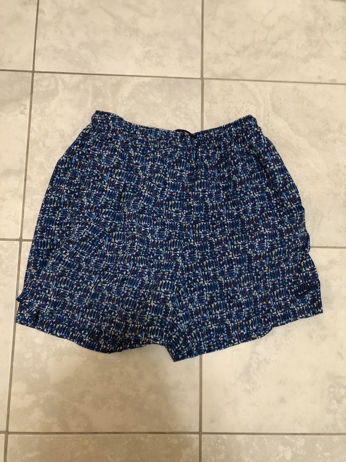 image of Vintage 90's Nike Abstract Geometric Art Shorts Blue, Men's (Size 30)