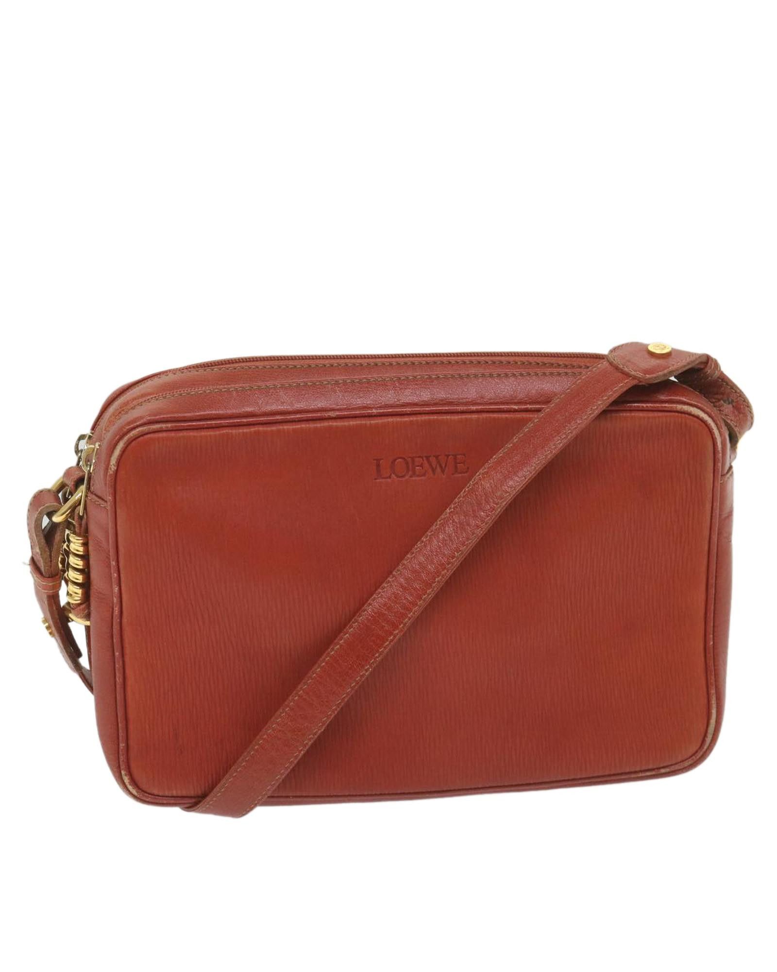 image of Loewe Red Leather Shoulder Bag With 60Cm Strap, Women's