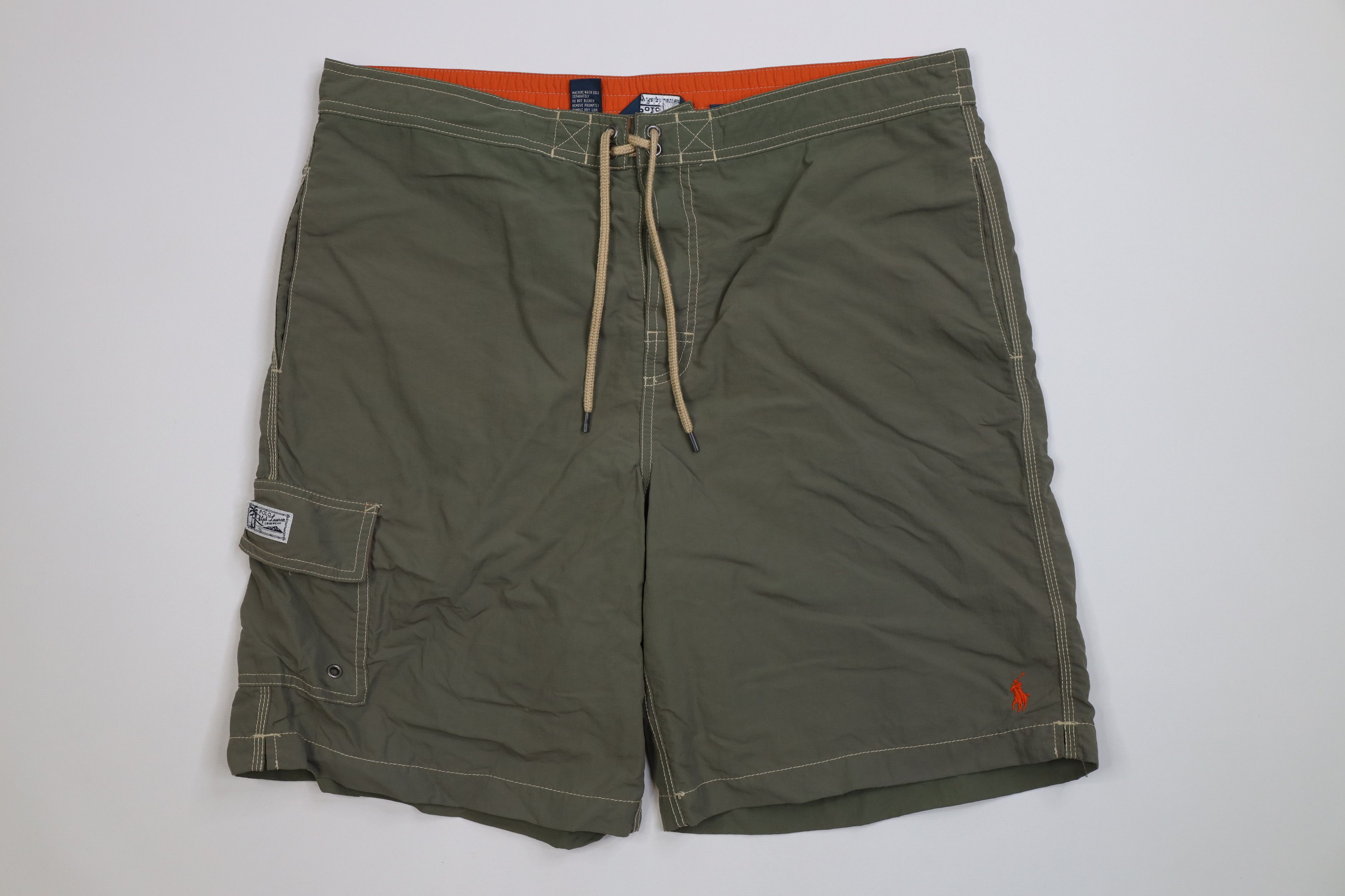 Polo Ralph Lauren Vintage 90s Ralph Lauren Lined Swim Trunks Shorts Olive Size US 34 / EU 50 - 1 Thumbnail