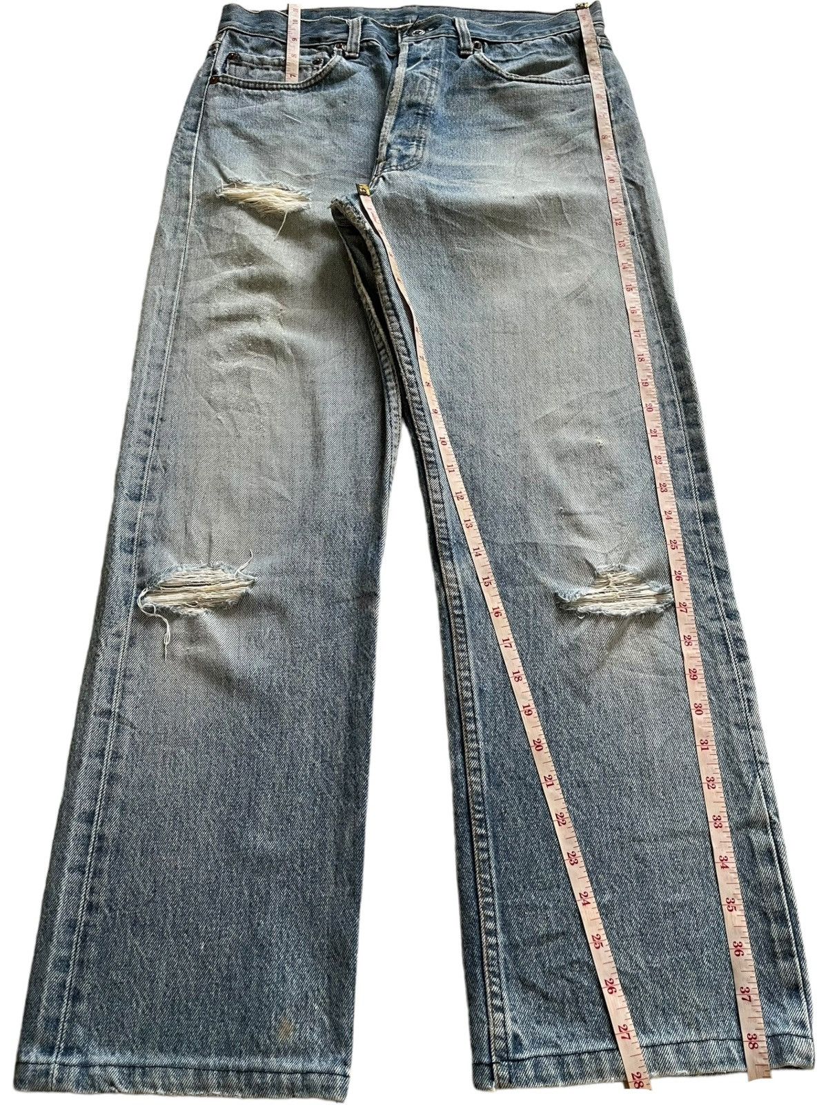 Levi's × Levi's Vintage Clothing Vintage 80s Levis 501 Blue Wash Distressed Loose Jeans Size US 31 - 12 Thumbnail