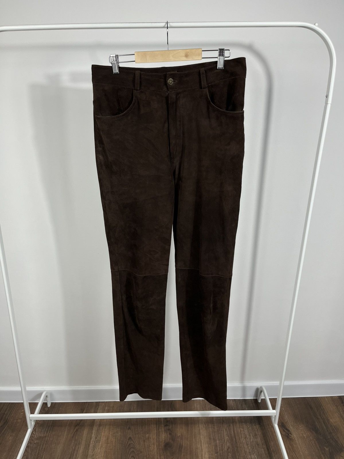 Leather Vintage Suede Leather Pants Brown Classic Fit Straight Leg Size US 32 / EU 48 - 1 Thumbnail