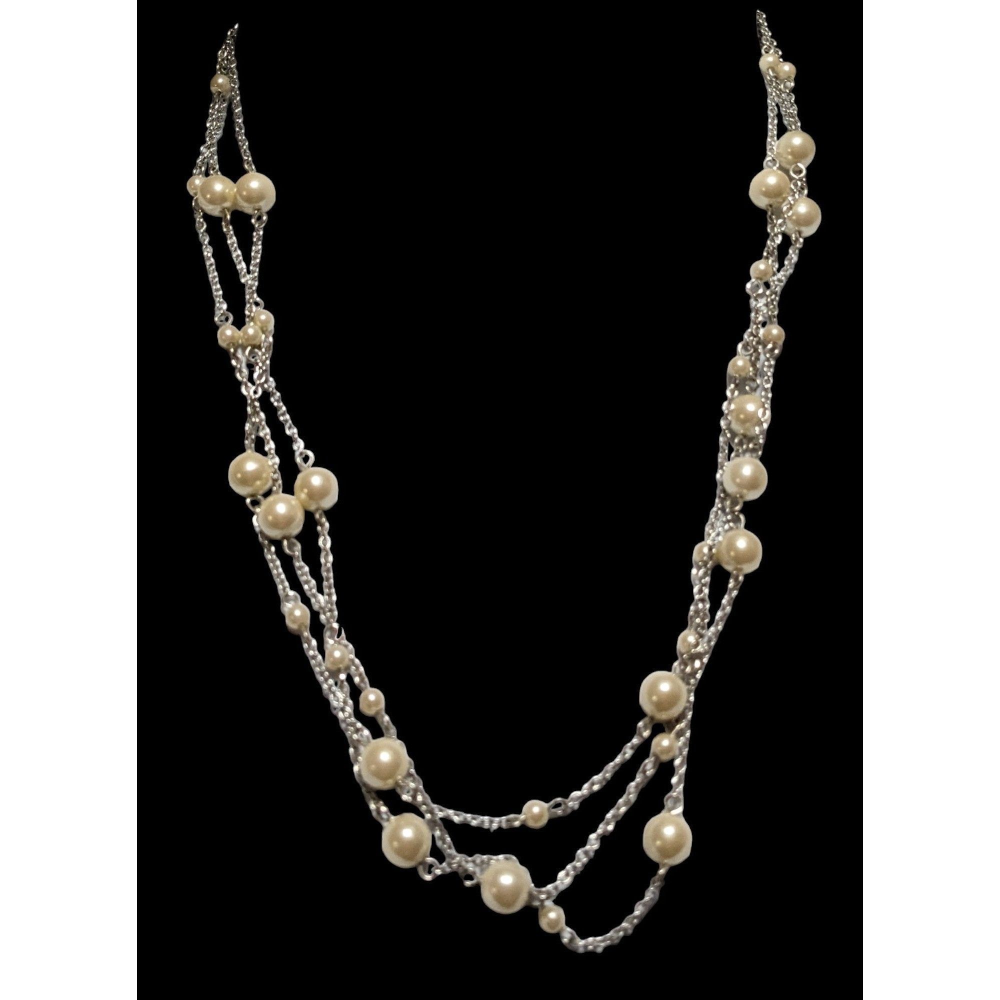Chaps Chaps Multilayer Chain Pearl Necklace Size ONE SIZE - 2 Thumbnail