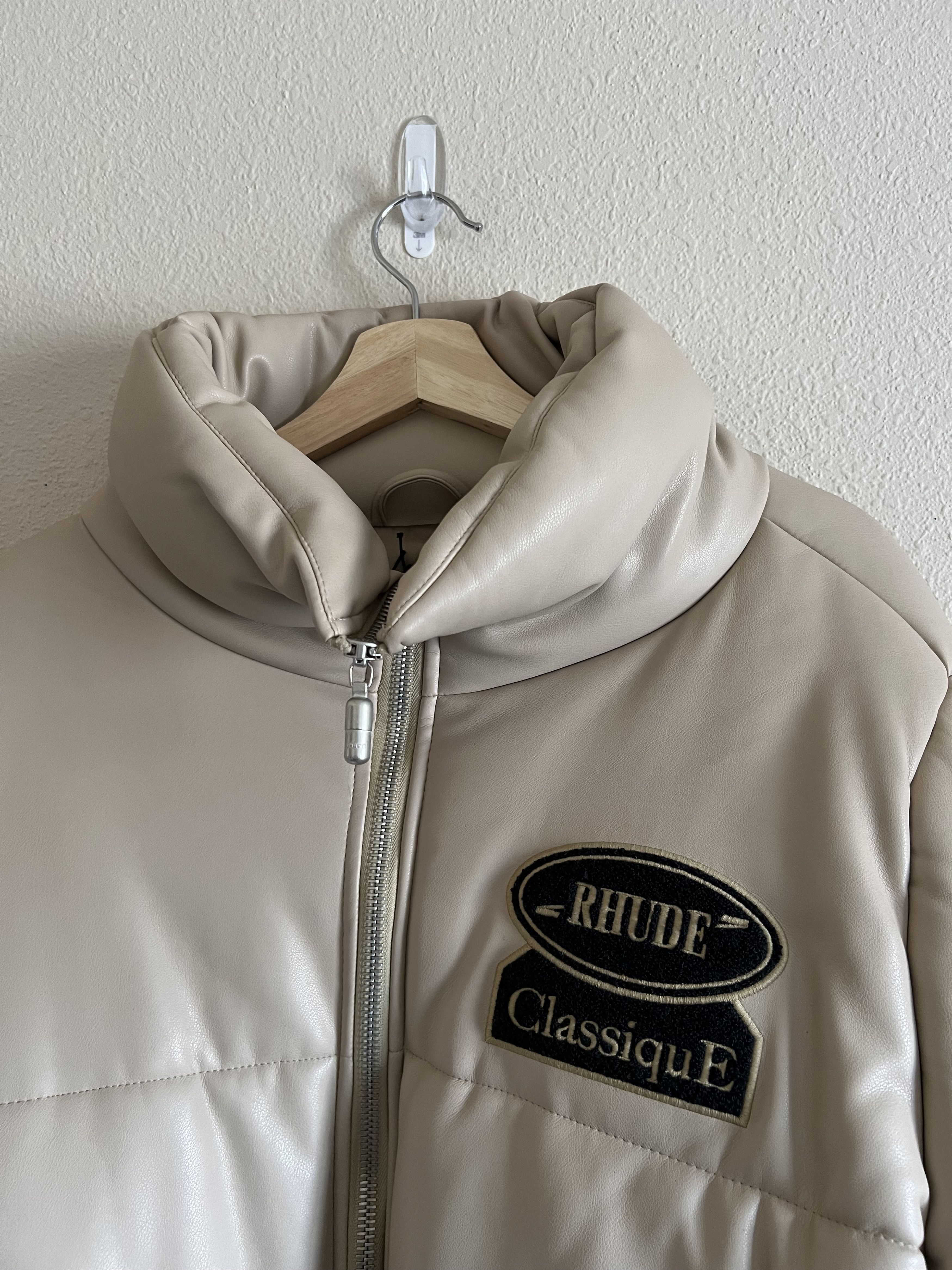 Rhude Rhude Classique Faux Leather Puffer Jacket in Beige Size US L / EU 52-54 / 3 - 2 Thumbnail