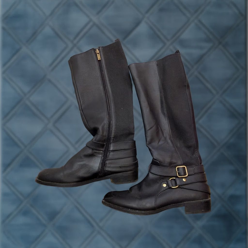 Kenneth Cole Kenneth Cole Reaction Riding Boots Womens Size 9 Black Knee High Buckle Zip Size US 9 / IT 39 - 1 Thumbnail