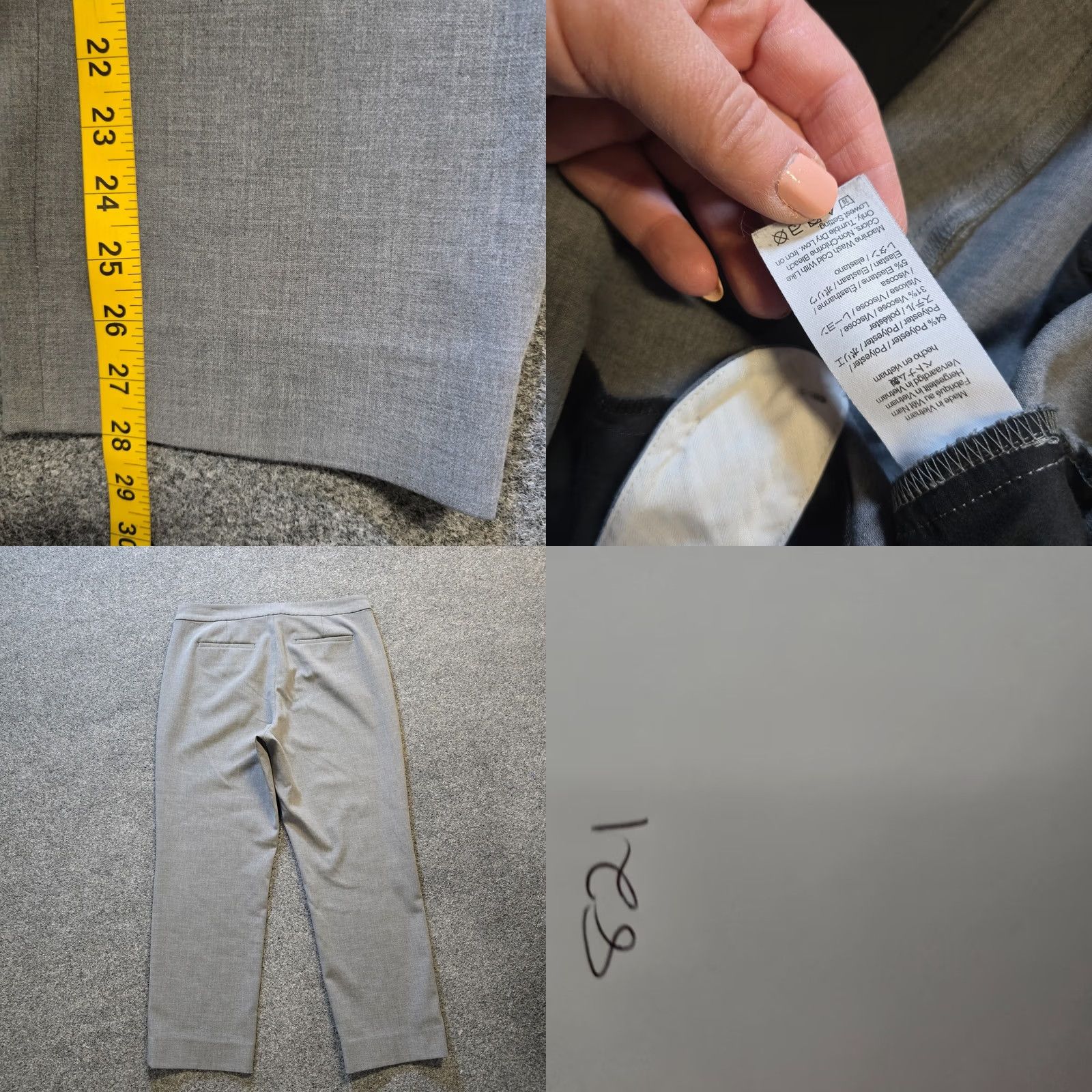 J.Crew J.CREW Pants Women 12 Gray Kate Cotton Blend Taper Flat Front Career Casual Dress Pants Women XS-? Size 34" / US 12 / IT 48 - 8 Thumbnail