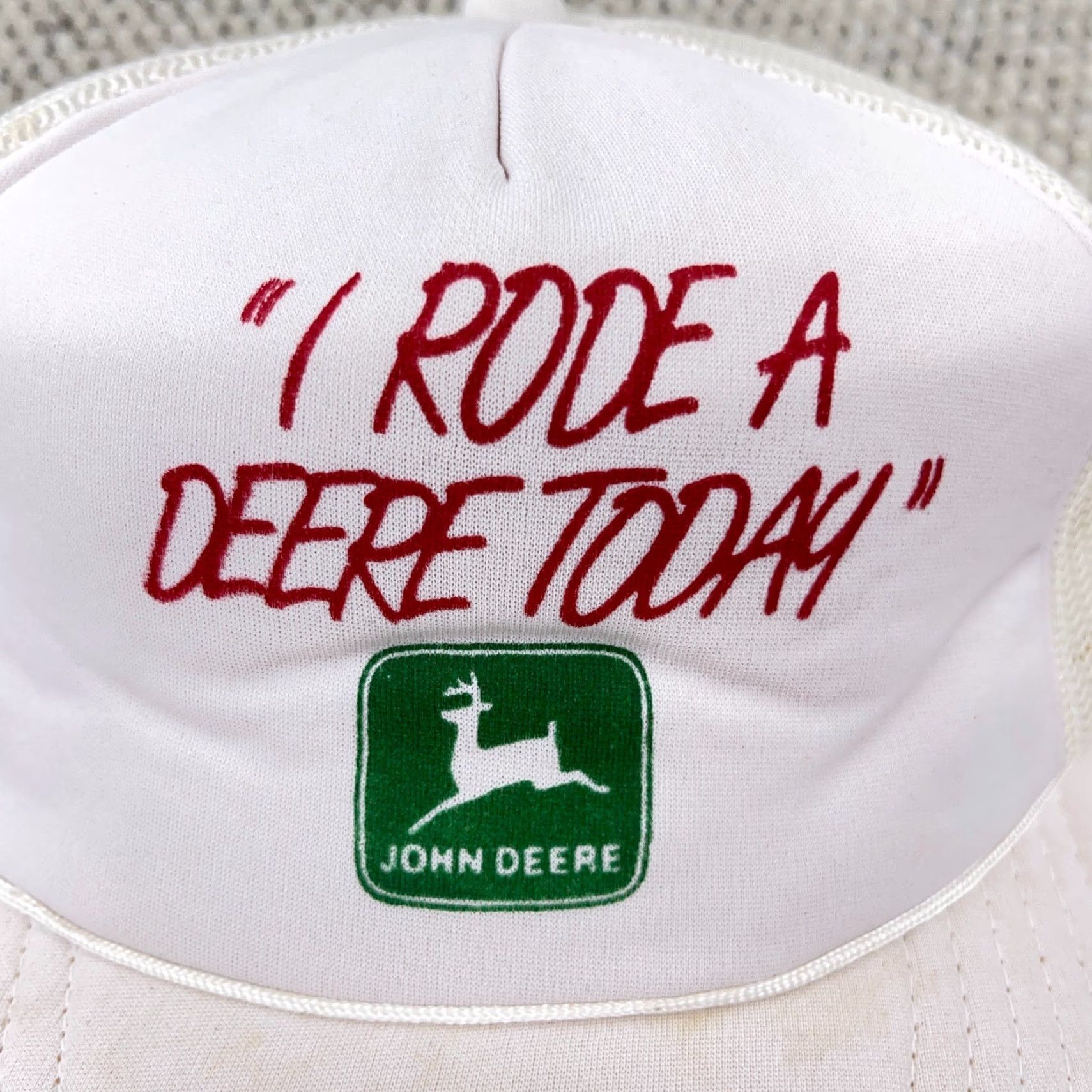 Vintage VINTAGE John Deere Trucker Hat Cap Snapback 80s 90s USA Outdoor Casual Men One Size White Size ONE SIZE - 2 Thumbnail