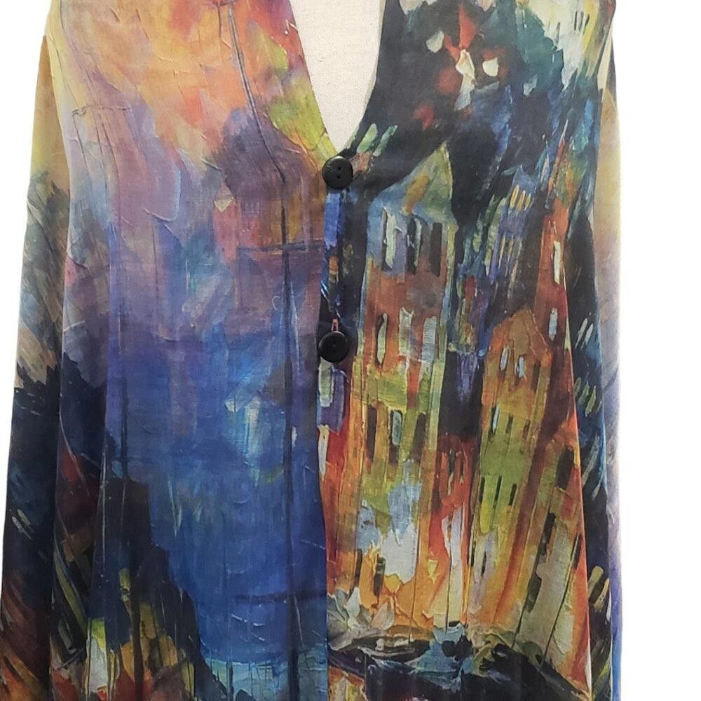 Designer CT1765 Magic Scarf Abstract Lightweight Wrap with Button Size ONE SIZE - 4 Thumbnail