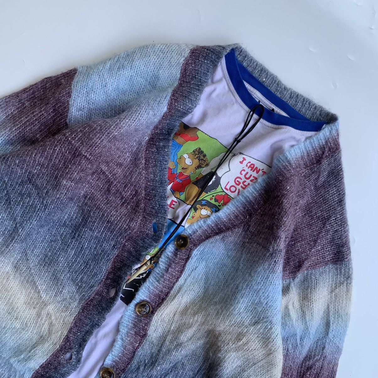 Designer Knitwear cardigan vintage striped mohair wool by Sureve Size US XXL / EU 58 / 5 - 3 Thumbnail