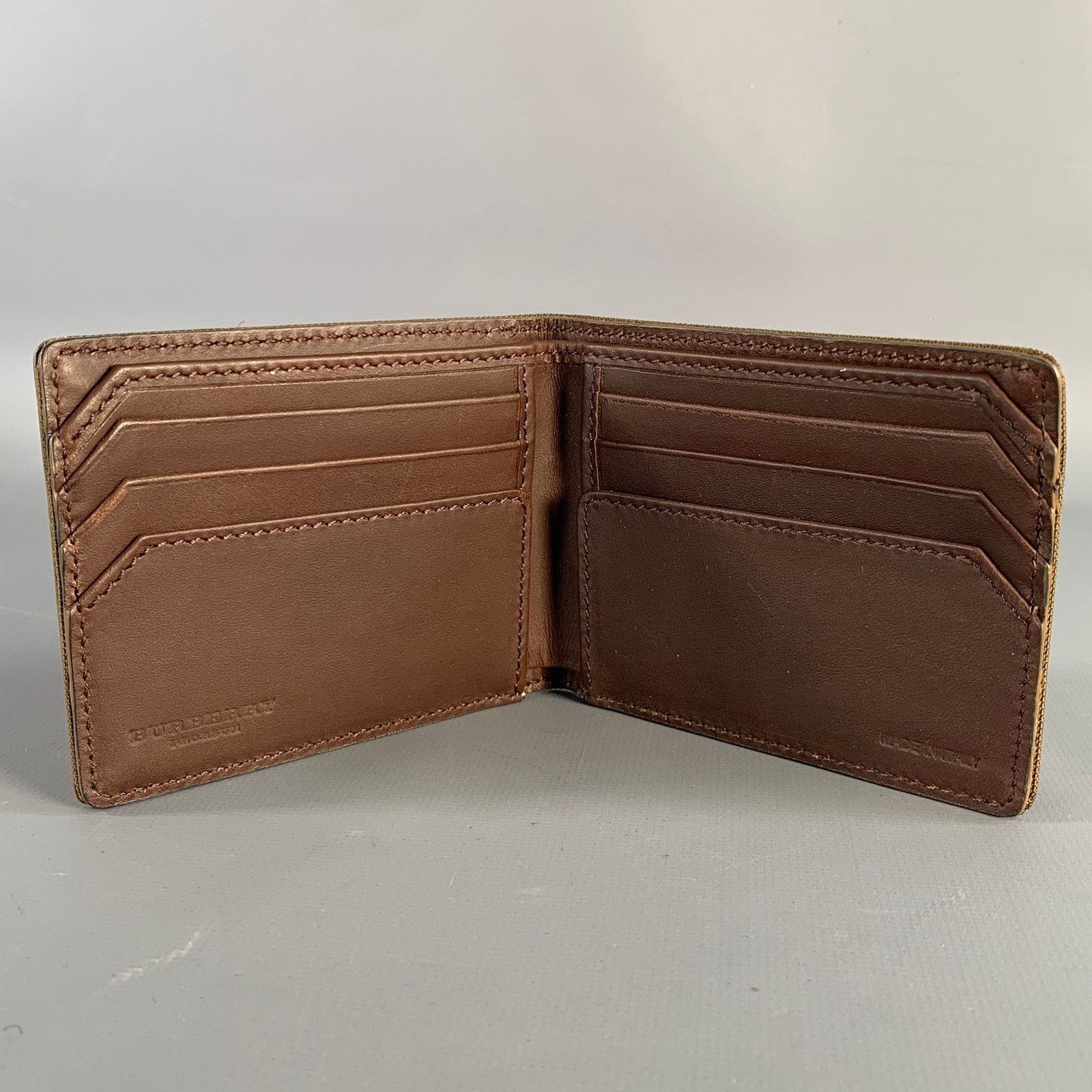 Burberry Prorsum BURBERRY PRORSUM Green Brown Canvas Leather Wallet Size ONE SIZE - 3 Thumbnail
