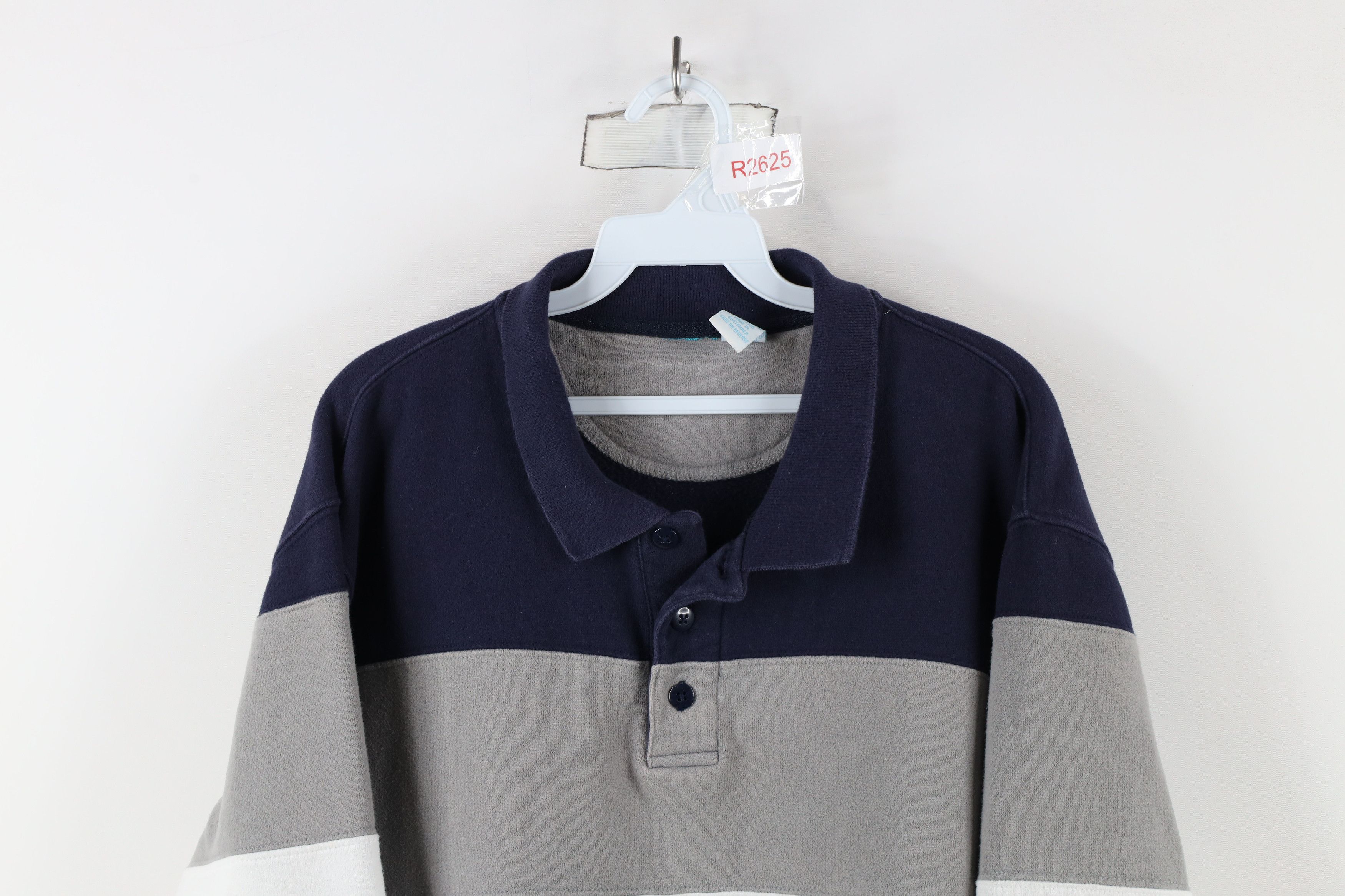 Vintage Vintage 90s Streetwear Block Striped Collared Sweatshirt Size US L / EU 52-54 / 3 - 2 Thumbnail