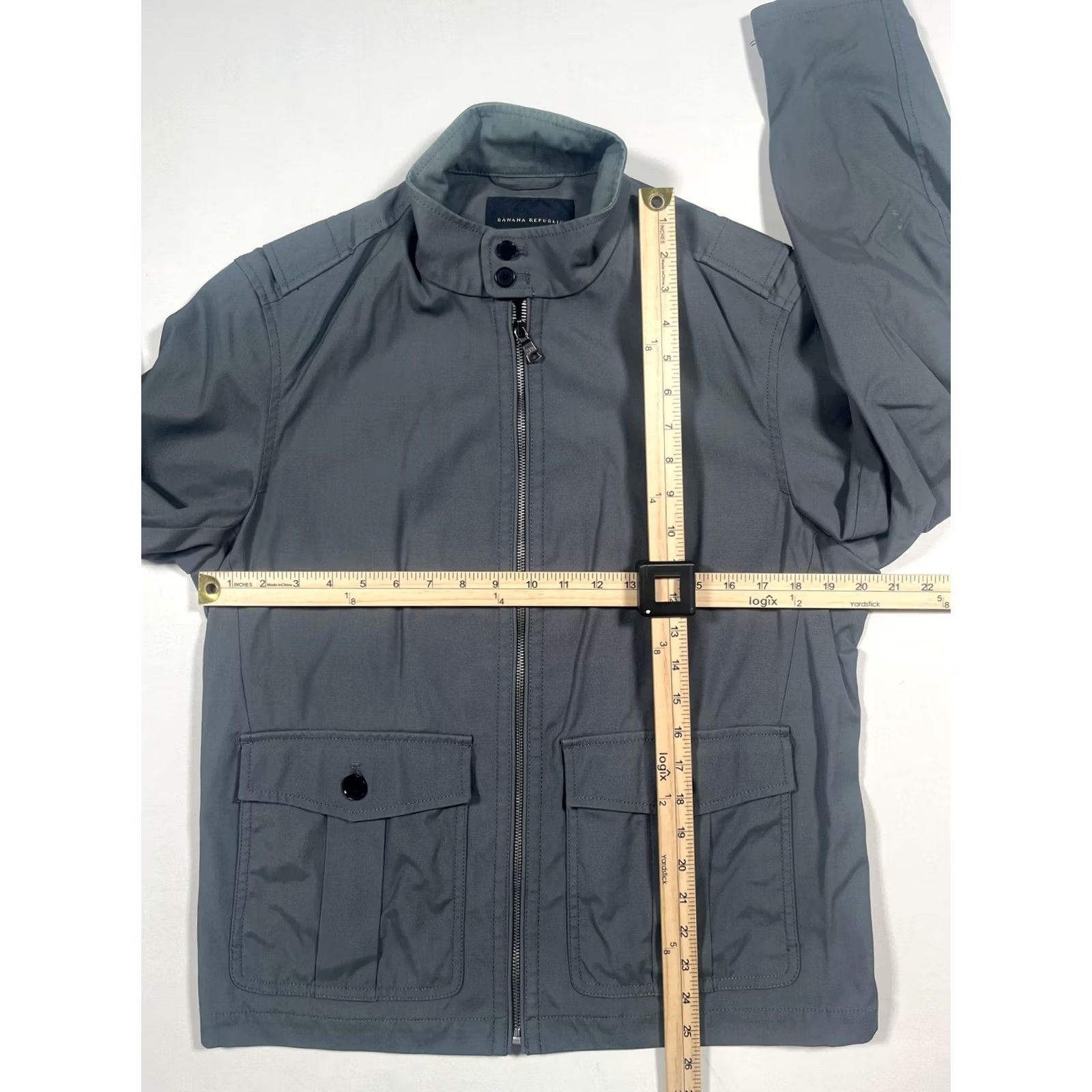Banana Republic Banana Republic Jacket Mens M Gray Military Nylon Polyester Lined Full Zip Pockets Stand Collar Short Size US M / EU 48-50 / 2 - 6 Thumbnail