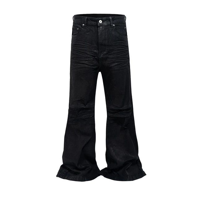Japanese Brand × Jean Vinyl Coated Crease Denim Flared Jeans Size US 29 - 6 Thumbnail