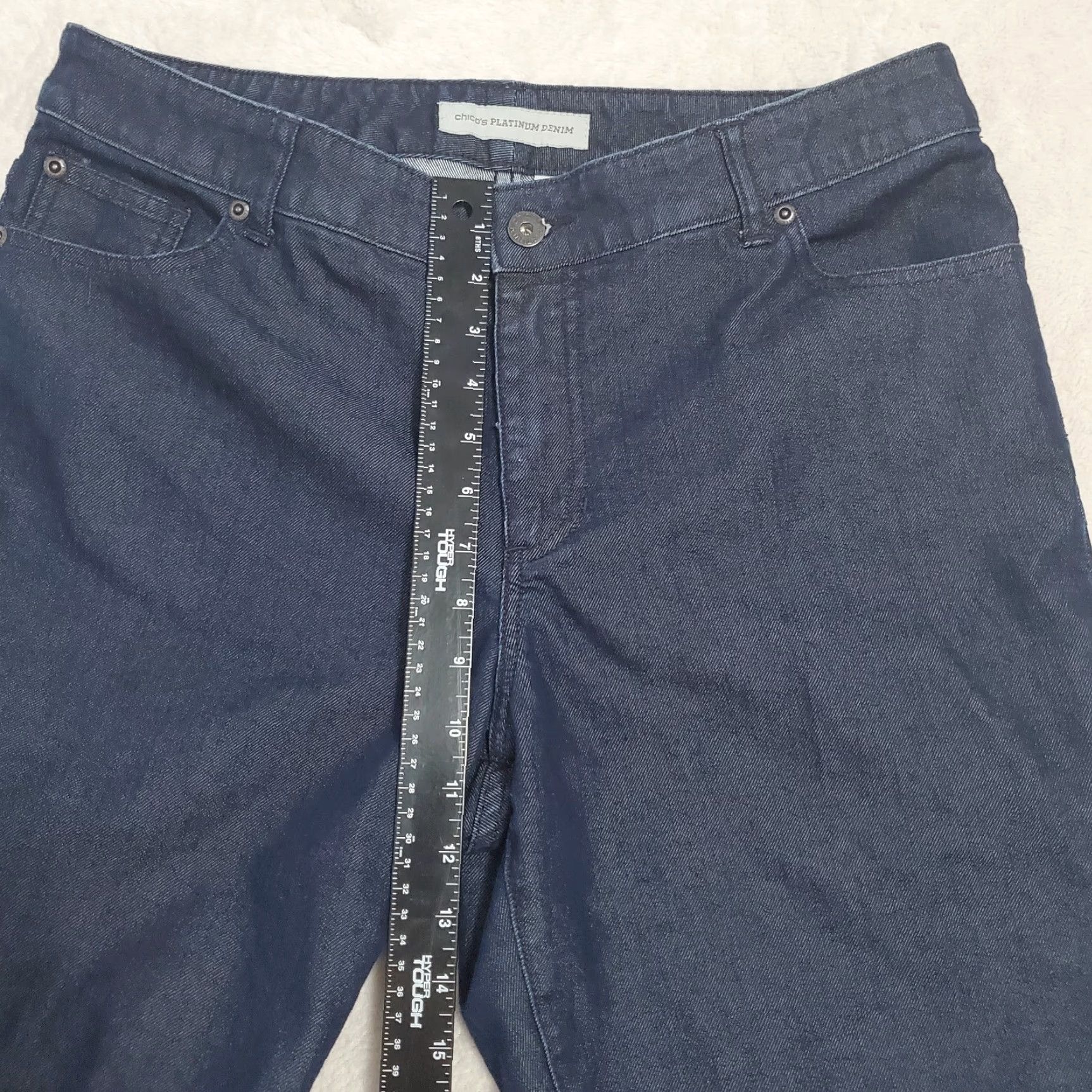 Vintage Chicos Jeans Women 14 Boot Cut Denim 5-Pocket Blue Dark Wash Ultimate Fit Regular Rise High Inseam 30 Size 36" / US 14 / IT 50 - 5 Thumbnail